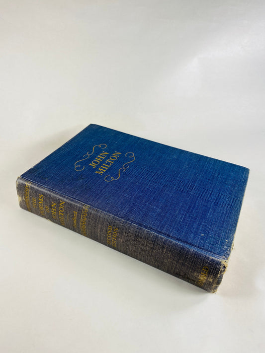 1936 Paradise Lost by John Milton blue vintage book of poetry home bookshelf decor. Poor Condition- notes written inside.