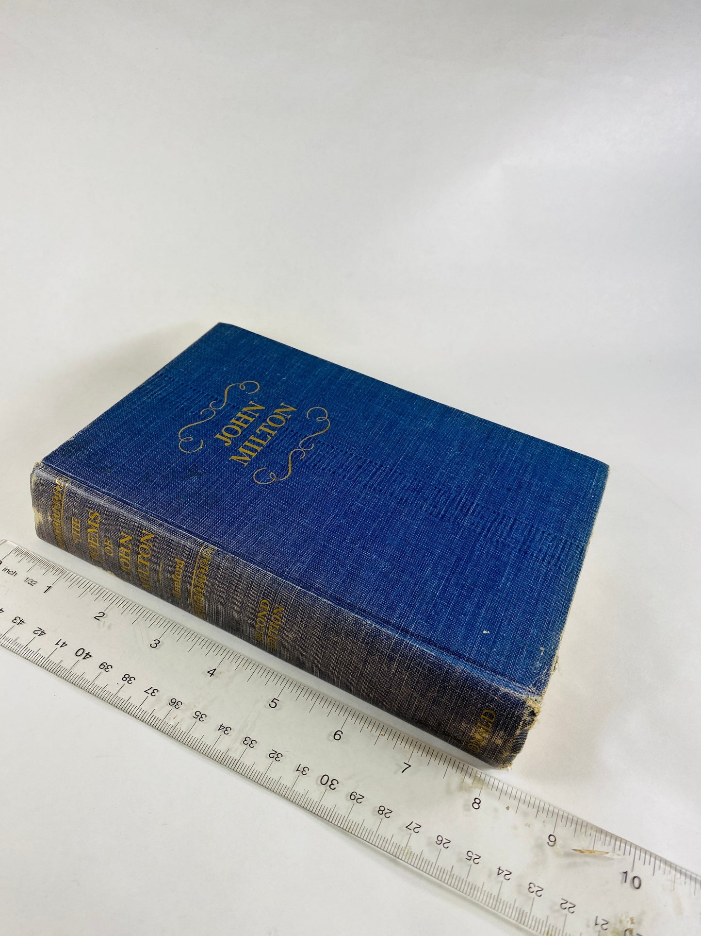 1936 Paradise Lost by John Milton blue vintage book of poetry home bookshelf decor. Poor Condition- notes written inside.