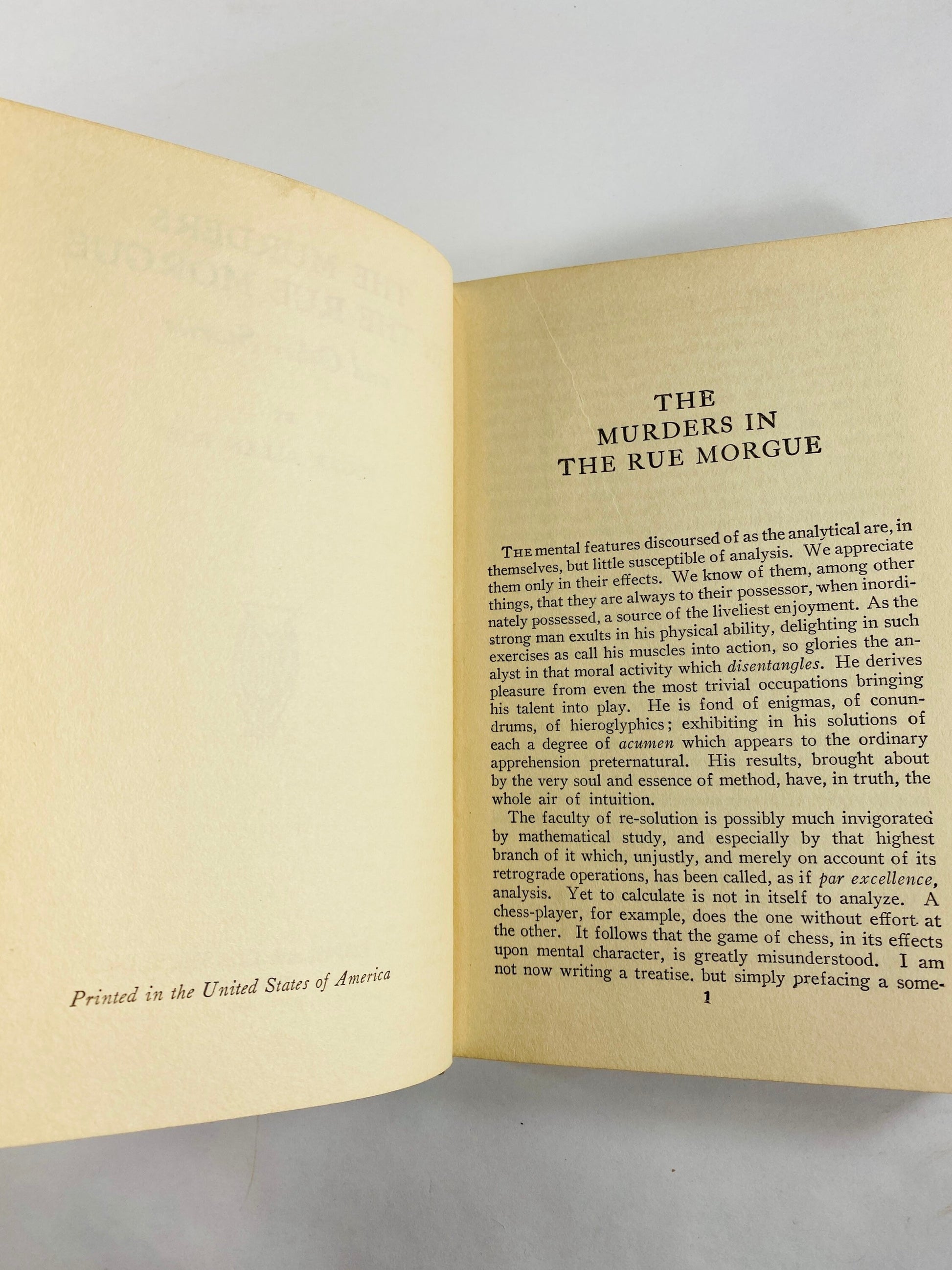 Edgar Allan Poe vintage book of Murder in the Rue Morgue & Tales GORGEOUS blue binding Assignation, Tell-Tale Heart William Wilson