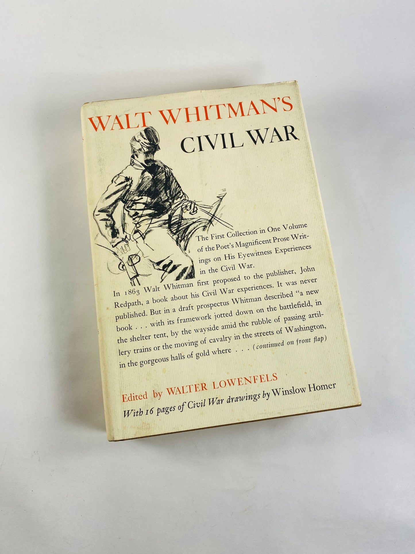 Walt Whitman’s Civil War vintage book of Union & Confederate Soldiers Poems and Civil War observations History collectible gift