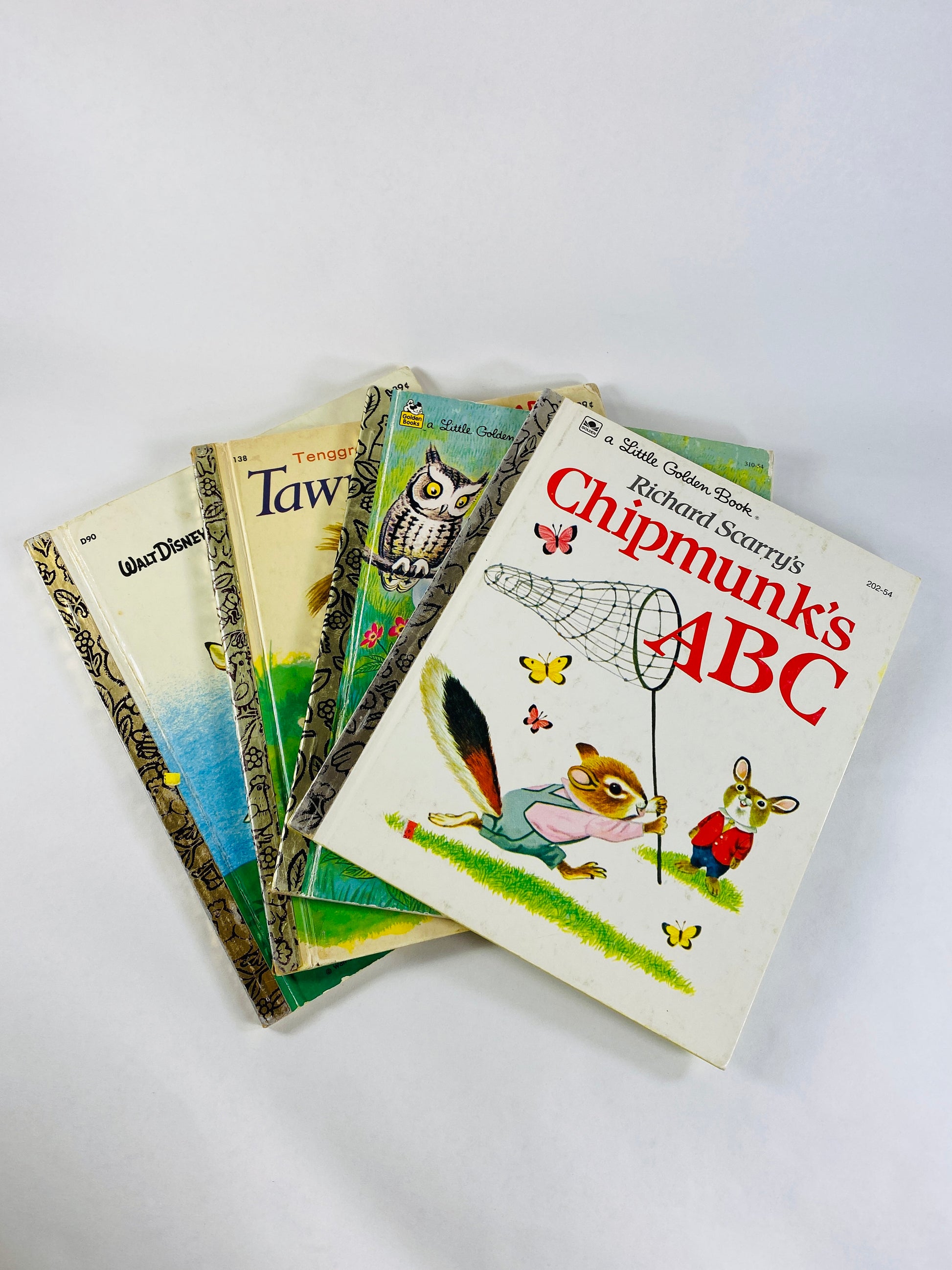 vintage Little Golden Books Richard Scarry Chipmunk's ABC Scuffy Tawn Scrawny Lion Tenggren Bambi