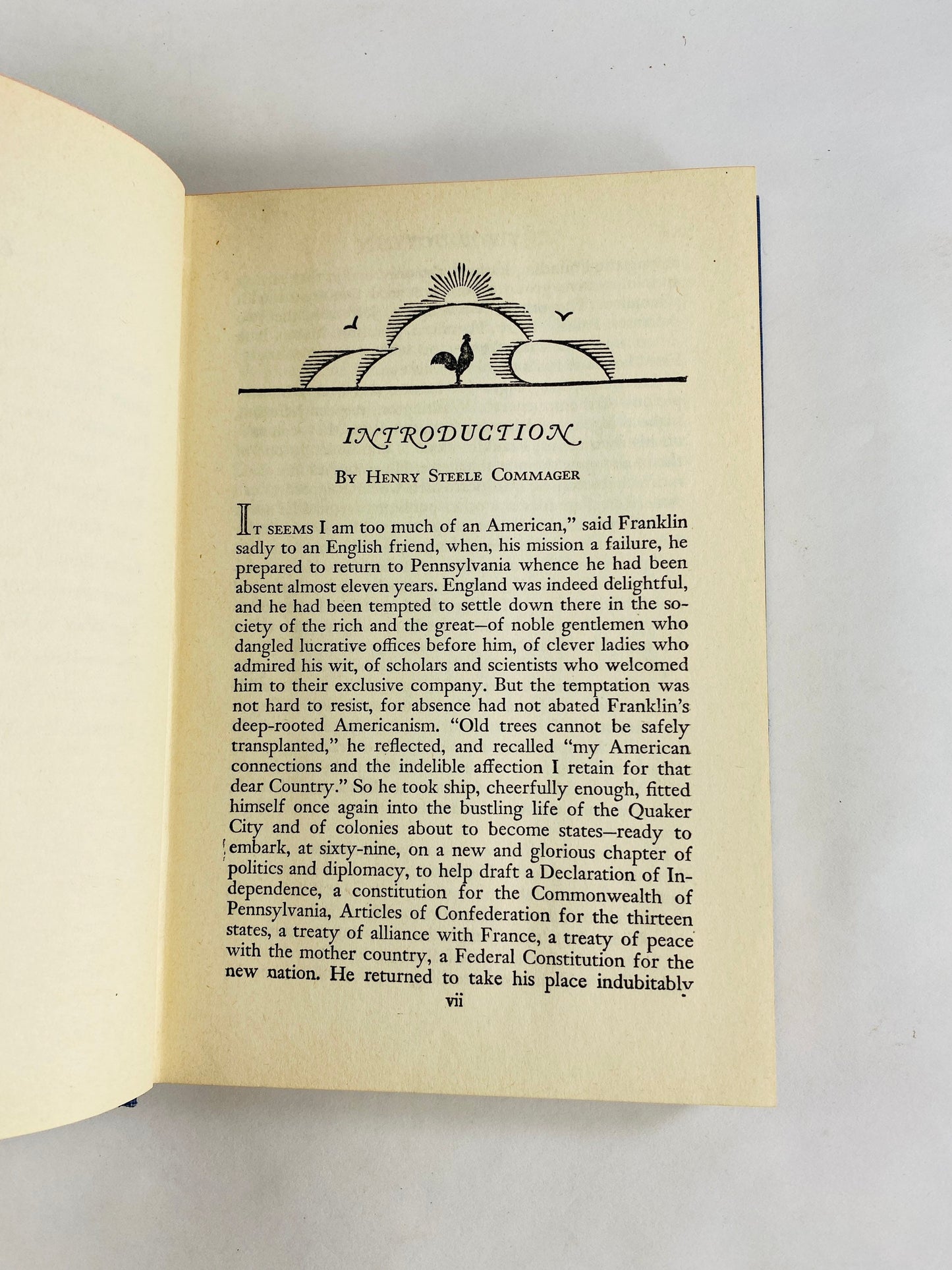 Autobiography of Benjamin Franklin vintage blue Modern Library book circa 1950 Fruits of Solitude by William Penn.