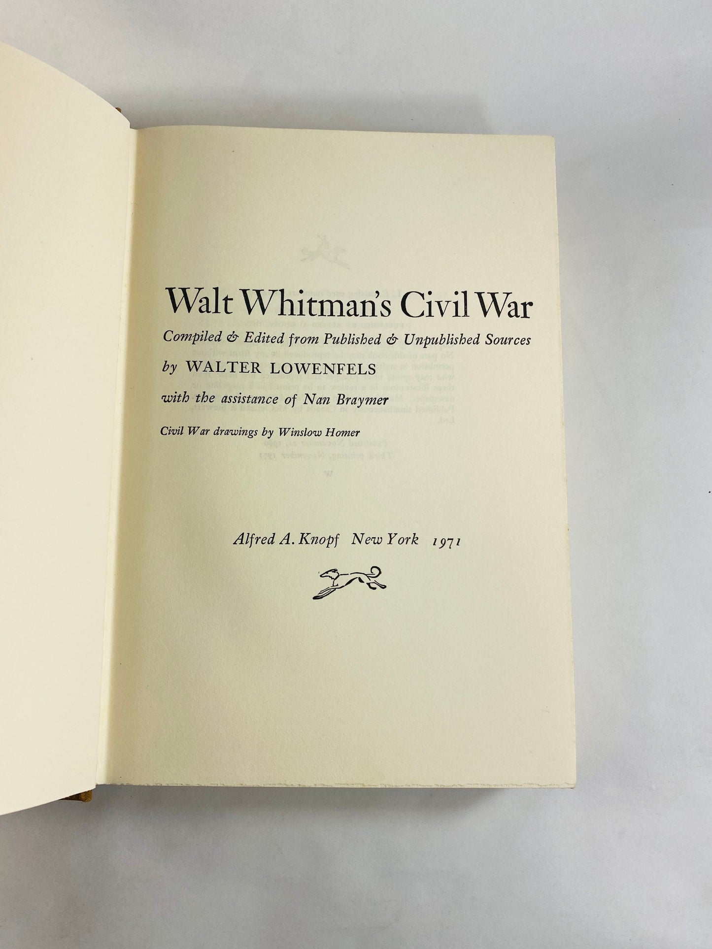 Walt Whitman’s Civil War vintage book of Union & Confederate Soldiers Poems and Civil War observations History collectible gift