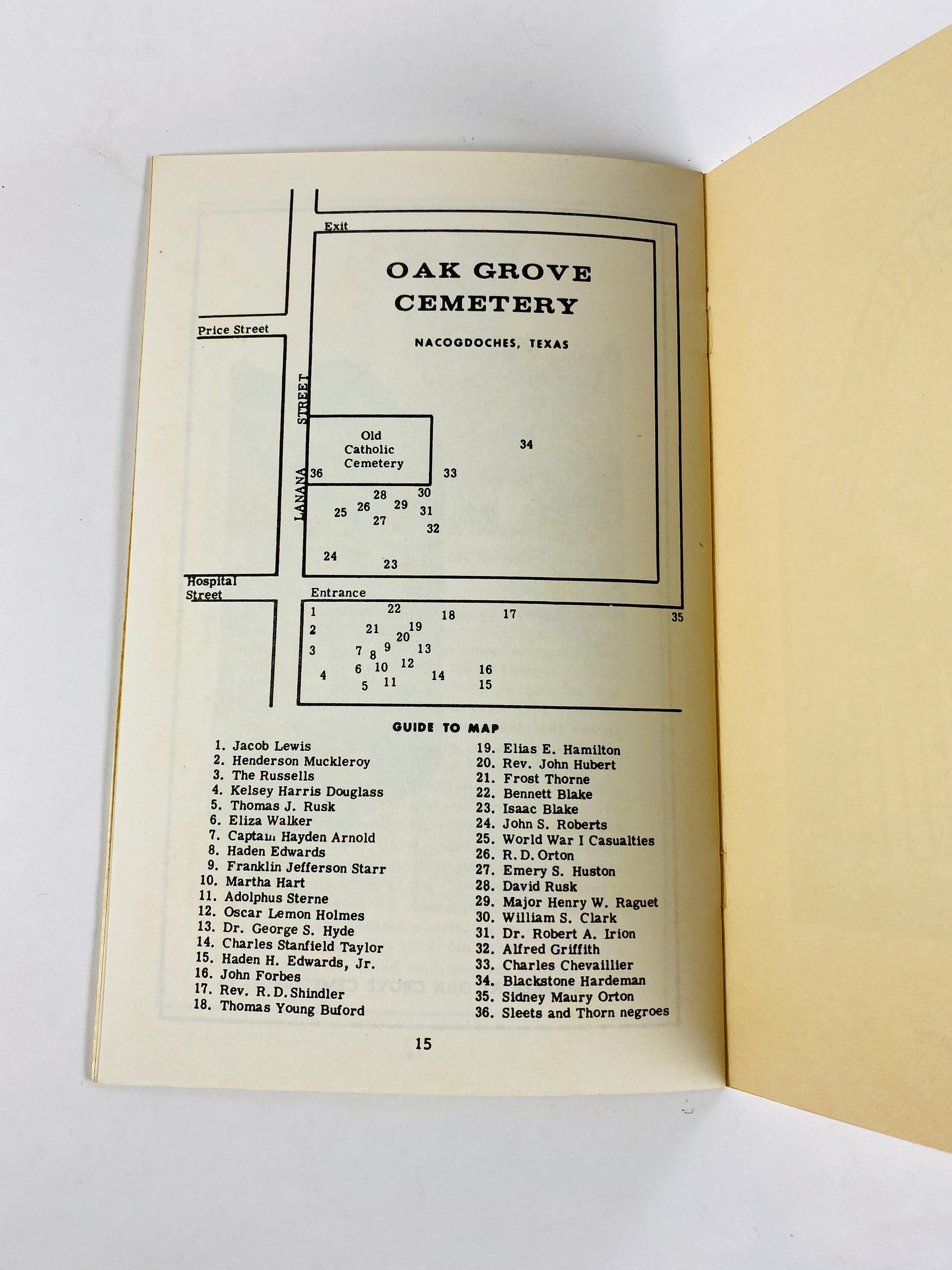 Nacogdoches Texas Hoya Memorial Library vintage booklet Oak Grove Cemetery East Texan history Jennie Hoya Mast Clara Gray Adolphus Sterne