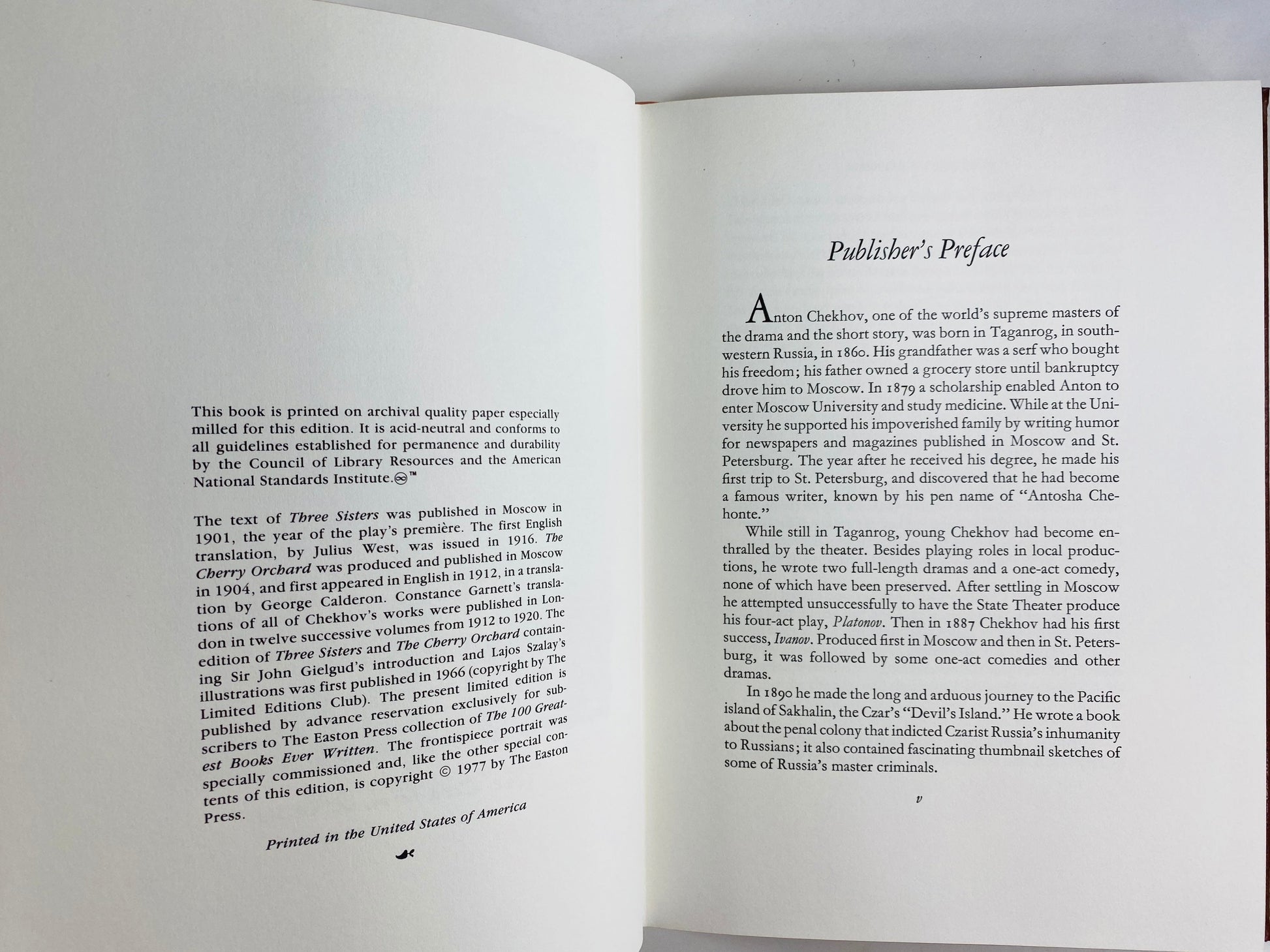 Anton Chekhov vintage Easton Press leather book brown & gold One of the greatest writers of modern times. Cherry Orchard, Three Sisters