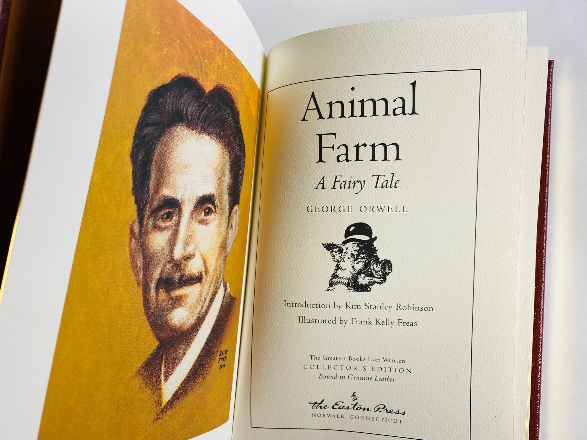 Animal Farm by George Orwell Easton Press Vintage red leather book Classic dystopian literature gift. GORGEOUS home decor