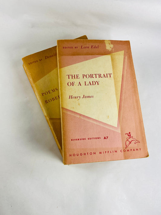 1956 Portrait of a Lady Henry James Robert Browning Poetry Houghton Mifflin vintage paperback books Riverside Edition Cambridge