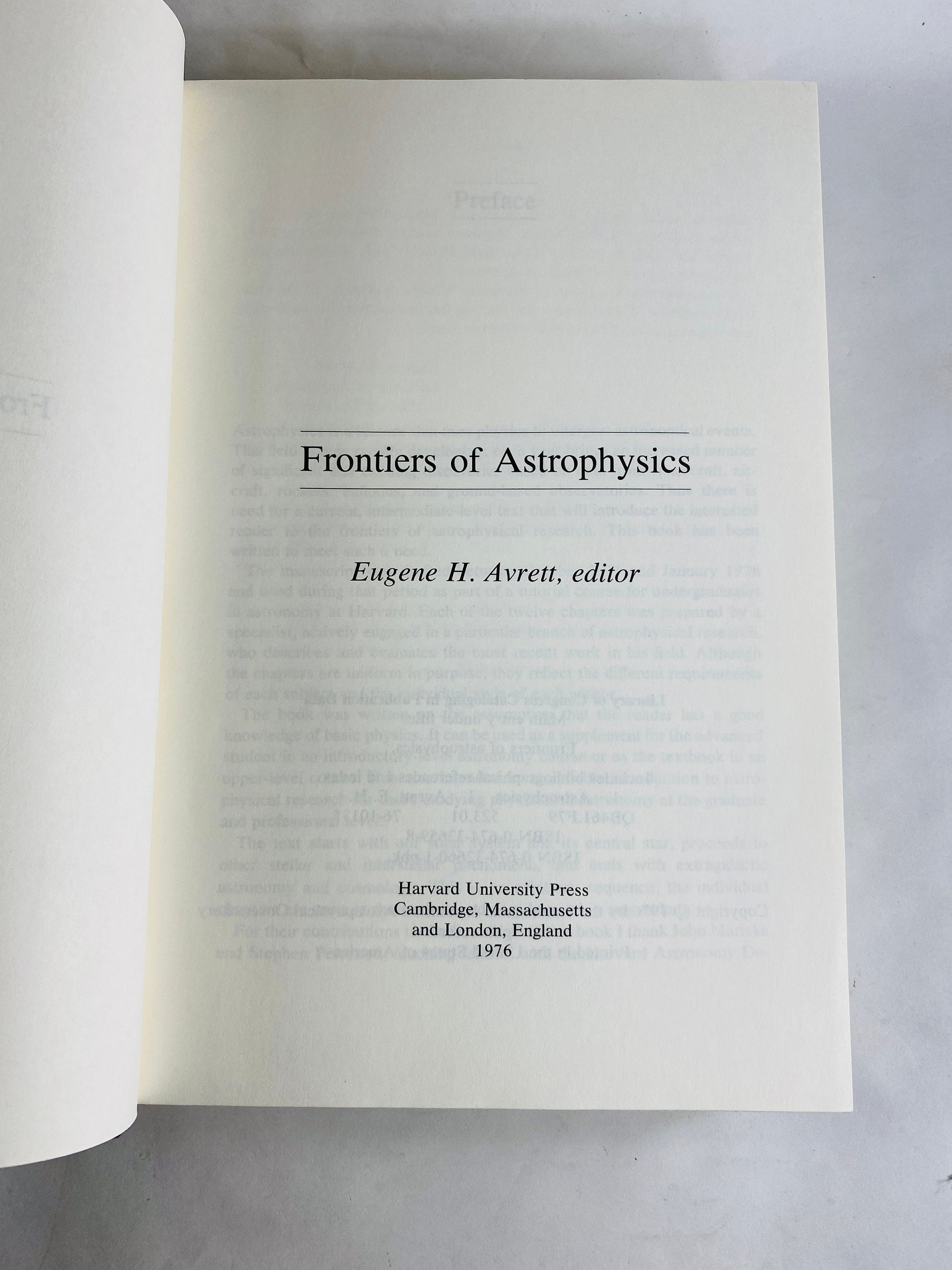 Frontiers of Astrophysics vintage book by Eugene Avrett circa 1976 Solar System Galactic Masers Cosmology Philosophy Quantum phenomena