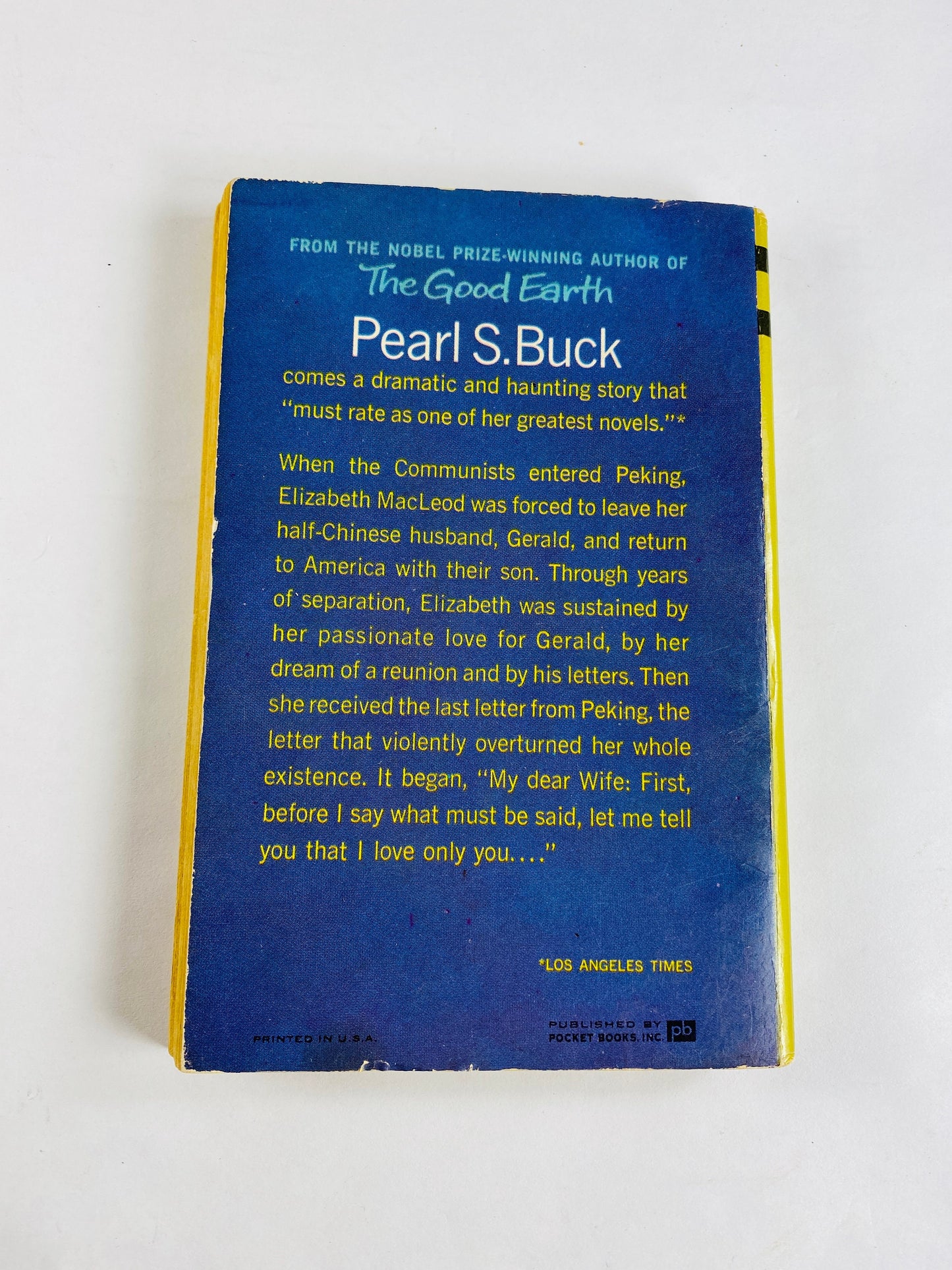 Letter from Peking by Pearl S Buck Vintage Giant Cardinal edition Pocket paperback book circa 1963 by author of Good Earth.