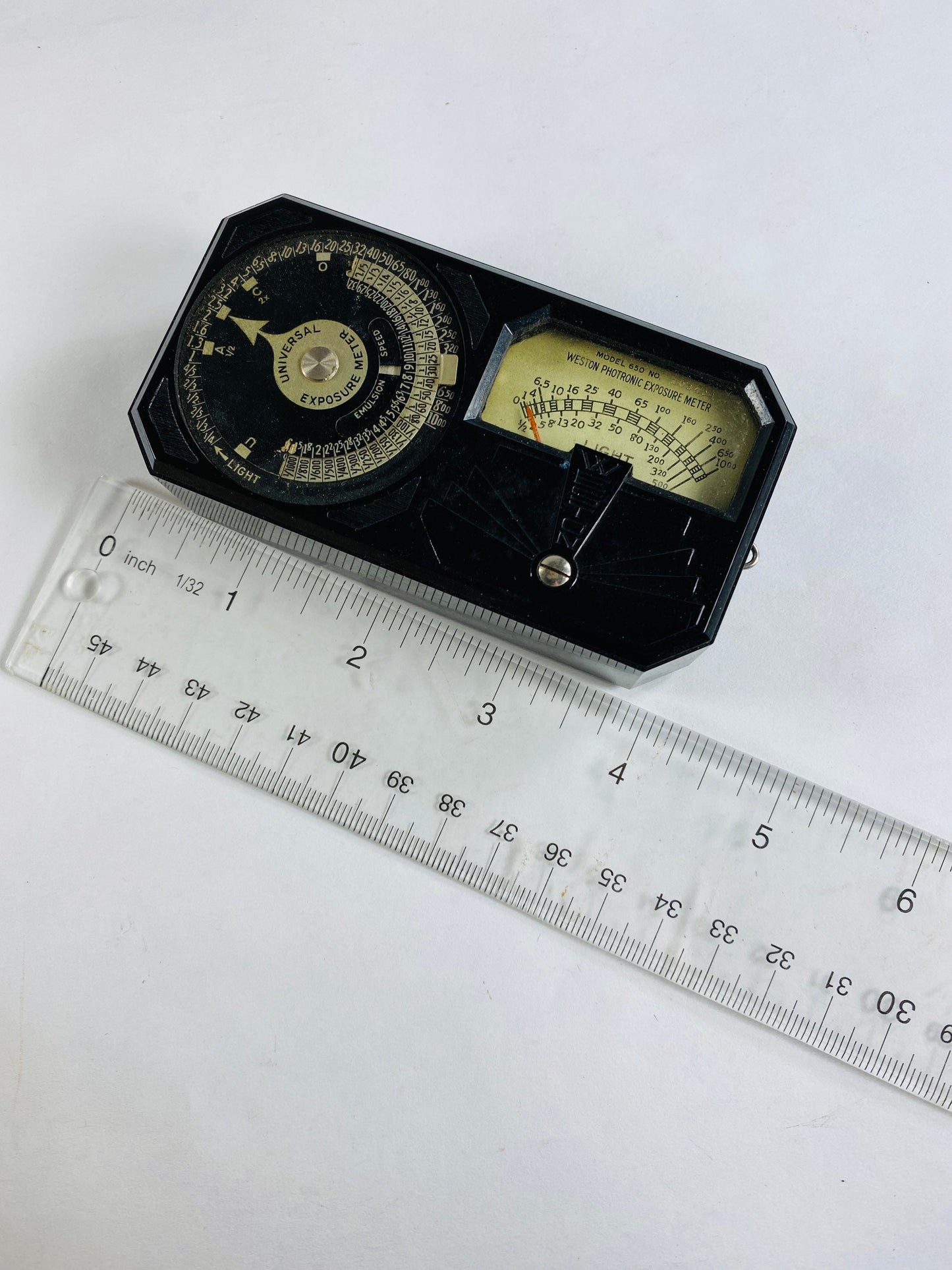 GORGEOUS Art Deco Weston Photronic Exposure Meter Model 650 circa 1935 Highly collectible Retro camera decor with leather case