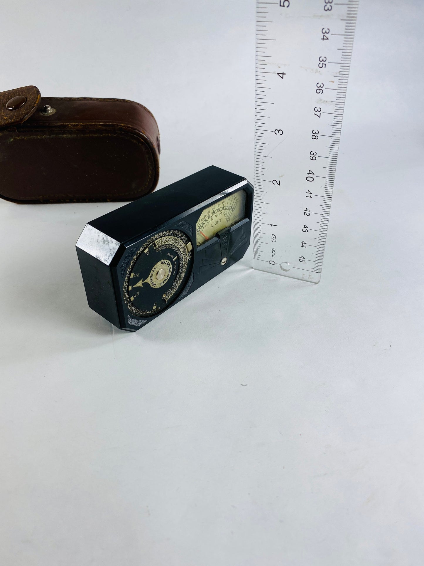 GORGEOUS Art Deco Weston Photronic Exposure Meter Model 650 circa 1935 Highly collectible Retro camera decor with leather case