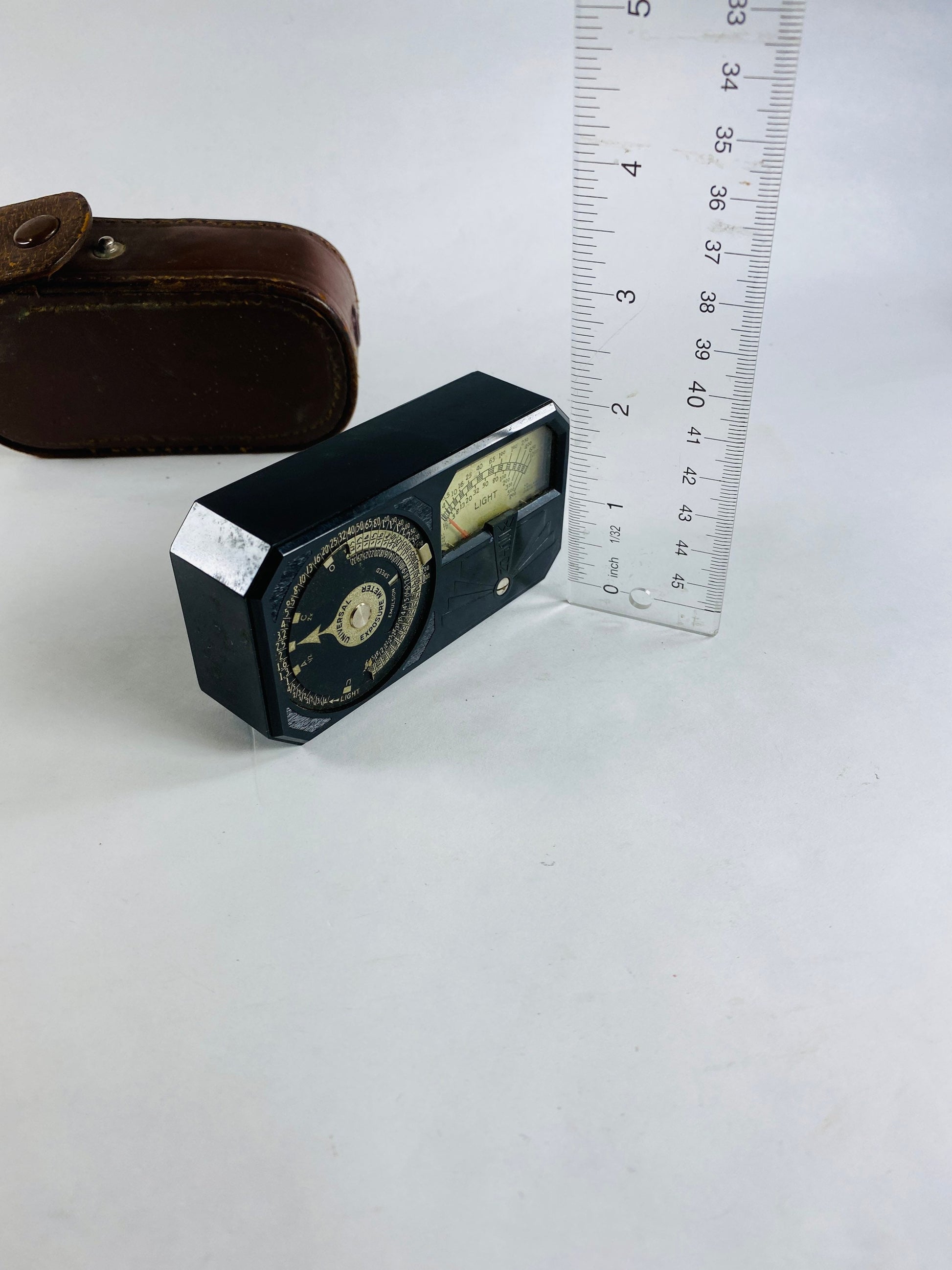 GORGEOUS Art Deco Weston Photronic Exposure Meter Model 650 circa 1935 Highly collectible Retro camera decor with leather case