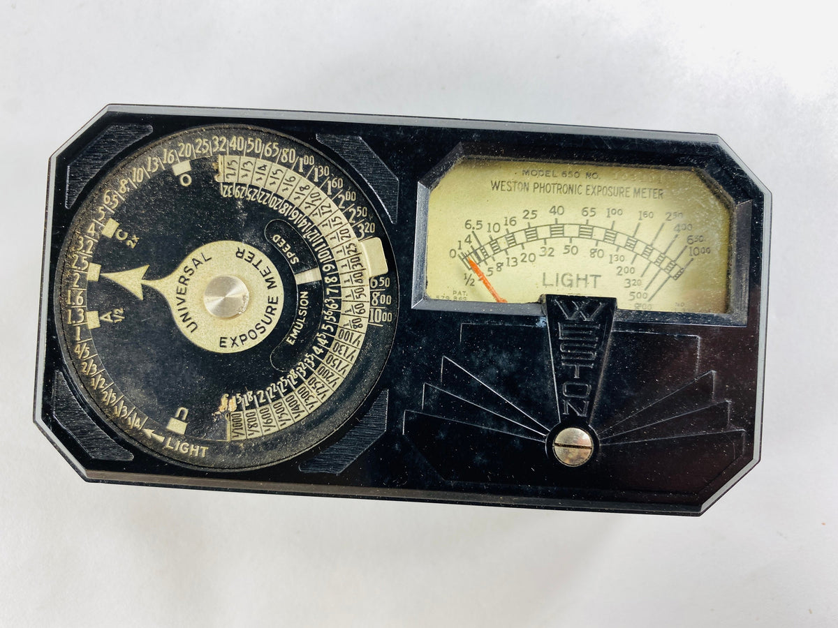 GORGEOUS Art Deco Weston Photronic Exposure Meter Model 650 circa 1935 Highly collectible Retro camera decor with leather case