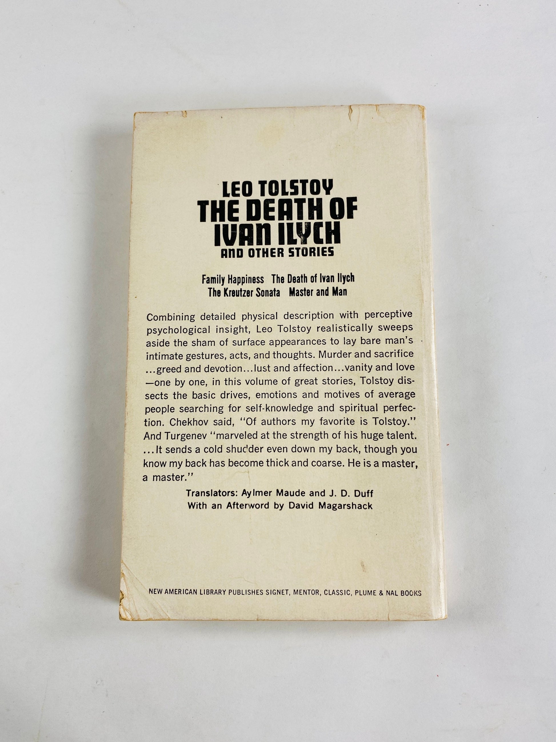 Leo Tolstoy Death of Ivan Ilych Vintage Signet Paperback book circa 1960 Kreutzer Sonata, Master & Mann, Family Happiness short stories