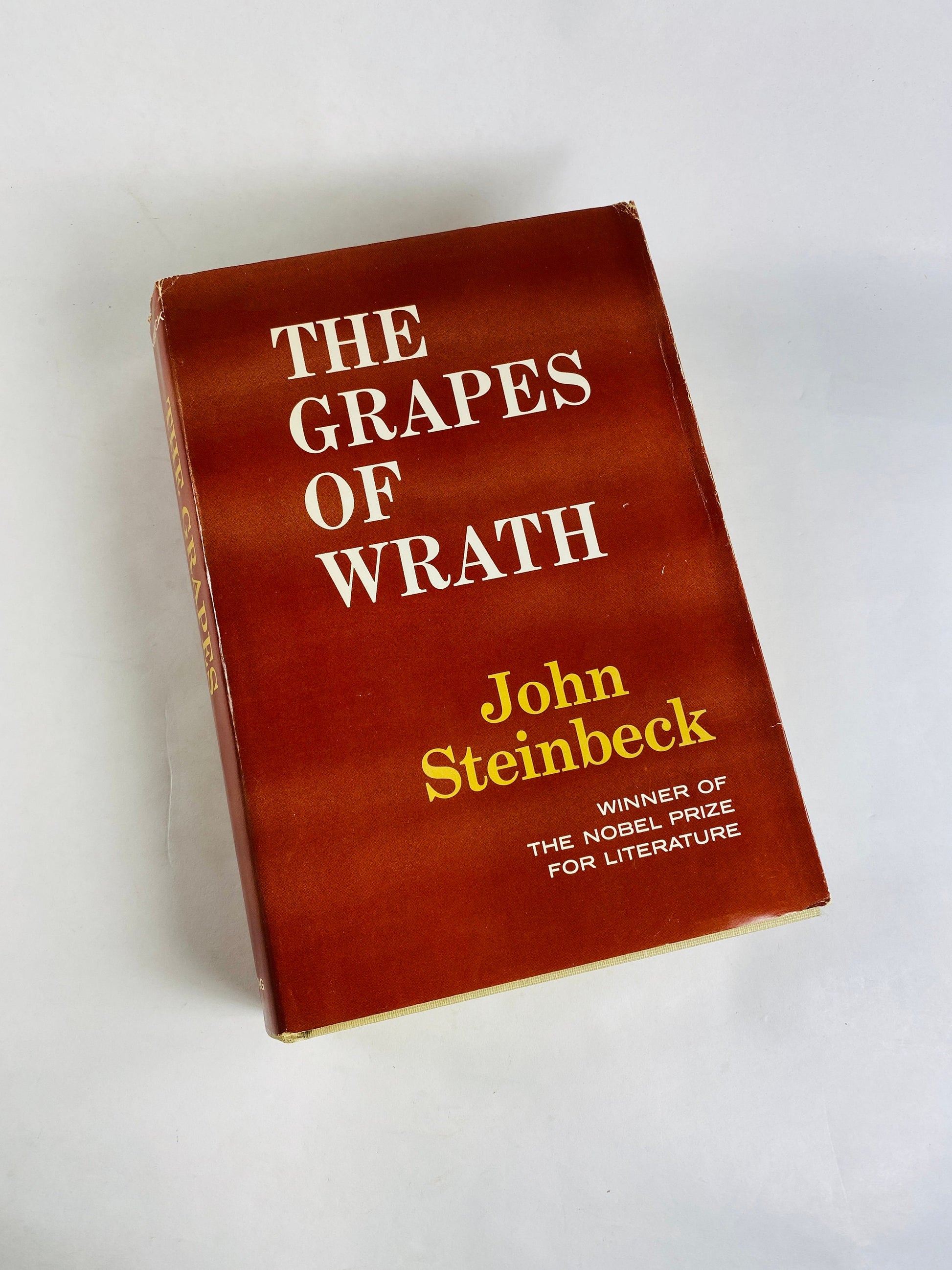 Grapes of Wrath vintage book by John Steinbeck EARLY PRINTING circa 1967 Viking Press BCE with dust jacket. Collector bookshelf gift