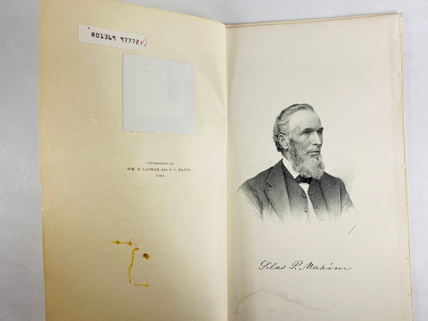 1884 History of Paris Maine vintage booklet by Lapham & Silas Maxim 8 pages with sketches and photographs (likely pieced from original book)