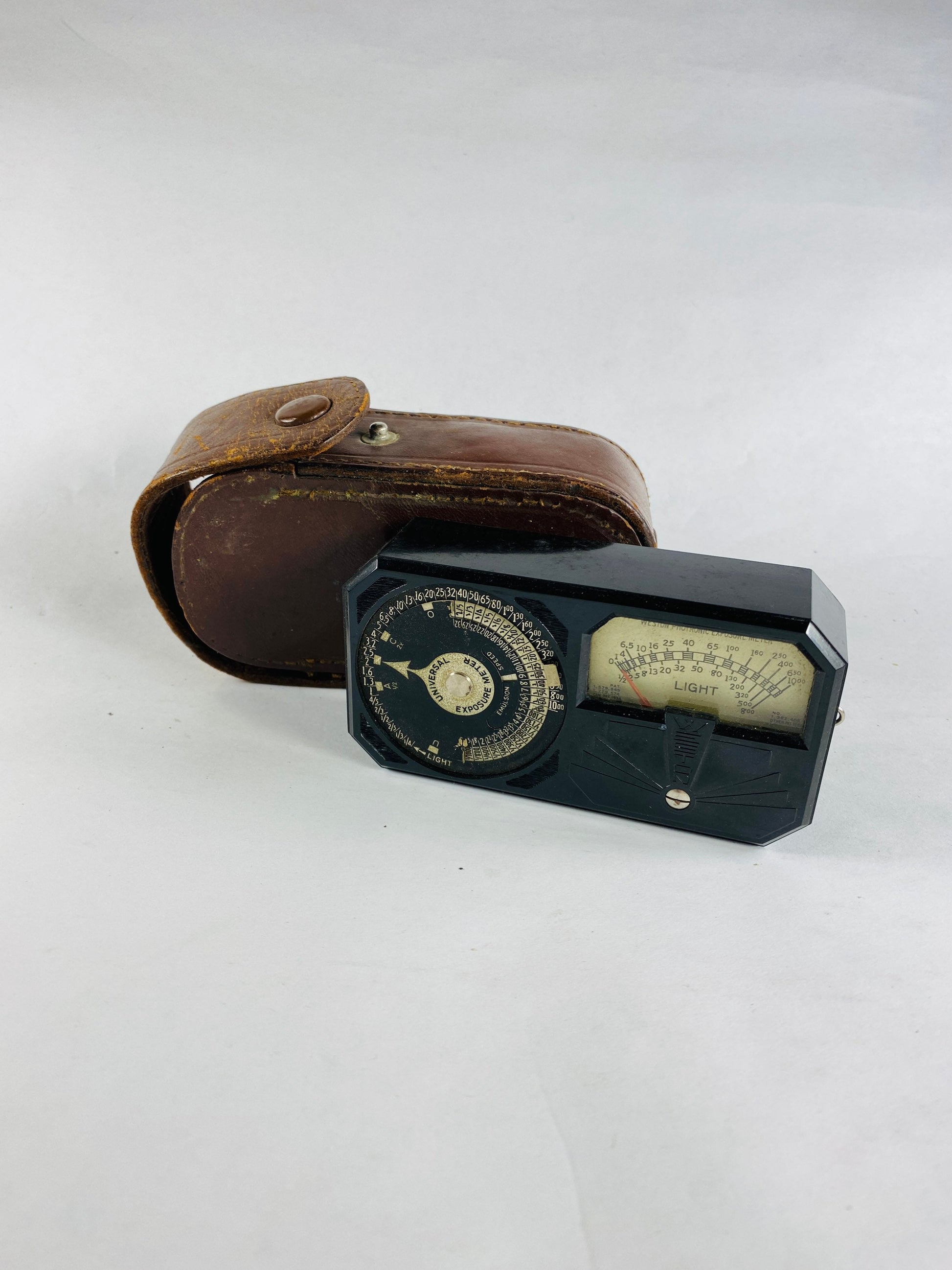 GORGEOUS Art Deco Weston Photronic Exposure Meter Model 650 circa 1935 Highly collectible Retro camera decor with leather case