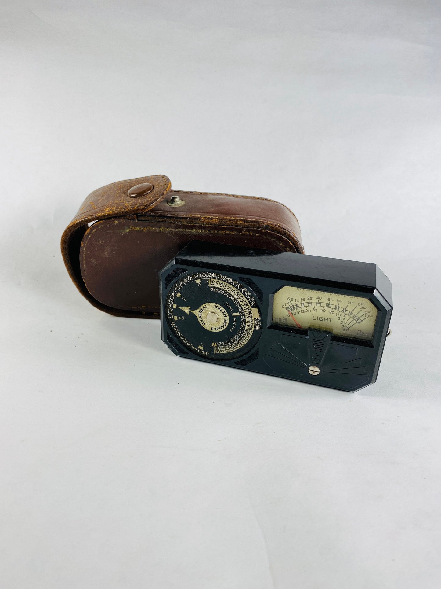 GORGEOUS Art Deco Weston Photronic Exposure Meter Model 650 circa 1935 Highly collectible Retro camera decor with leather case