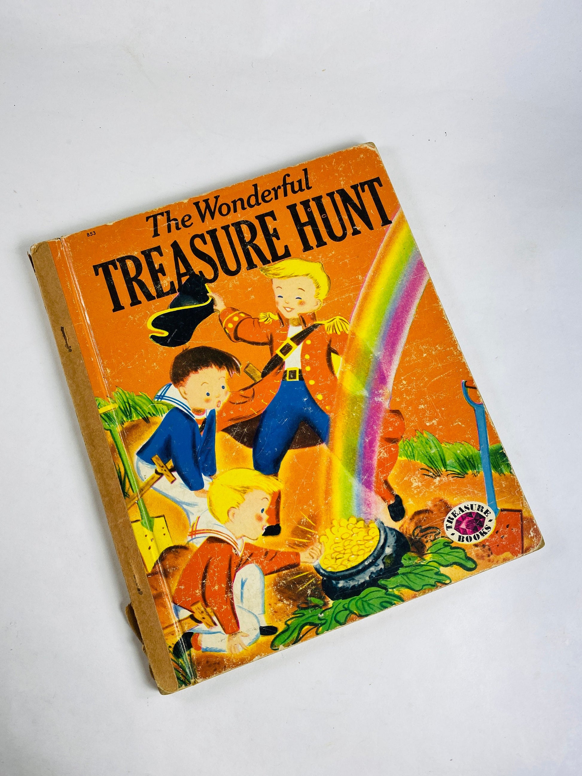 1952 Wonderful Treasure Hunt vintage children's book by Irma Wilde Oak Lane Country Day School Philadelphia Pennsylvania rainbow pirate