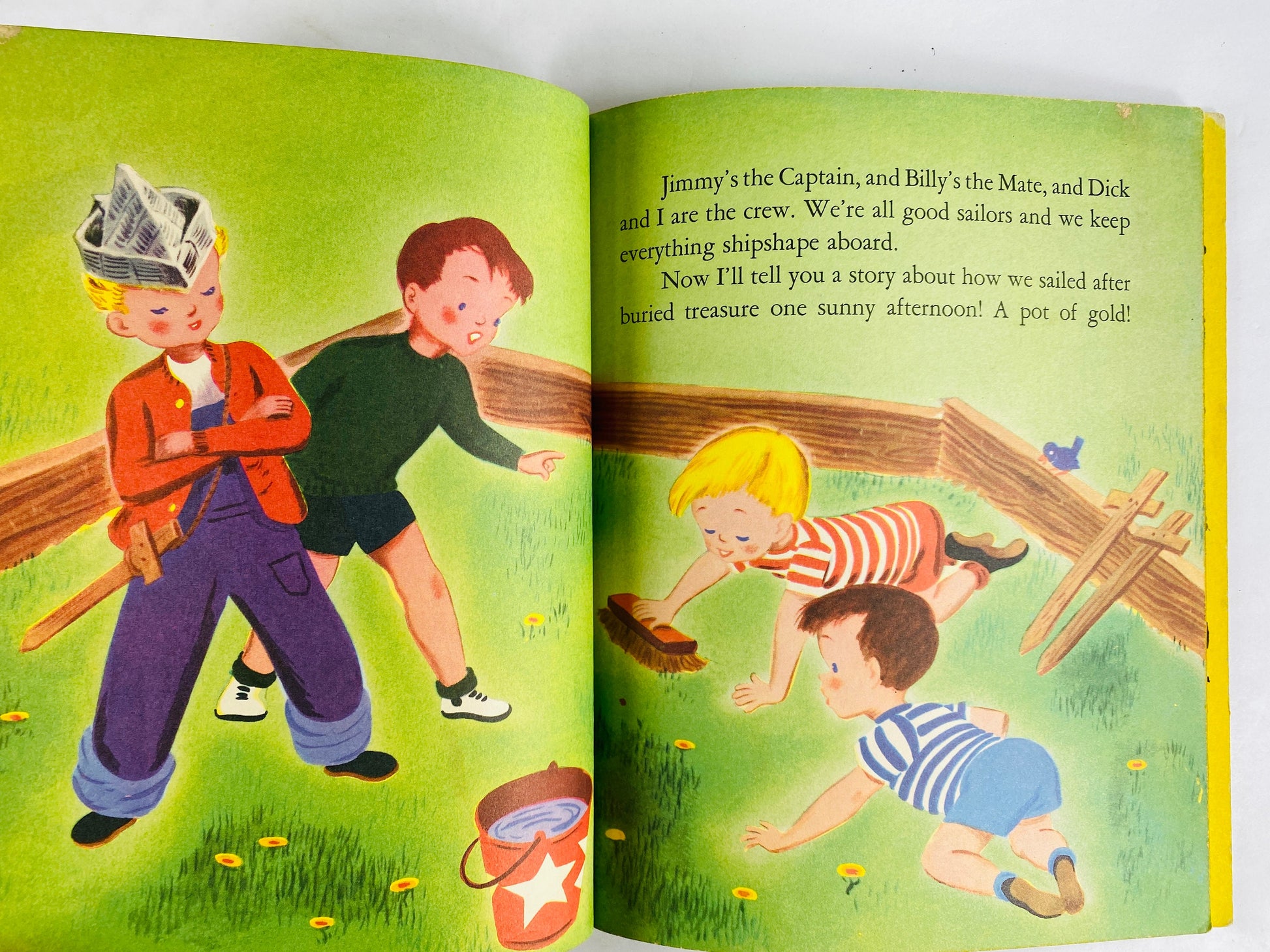 1952 Wonderful Treasure Hunt vintage children's book by Irma Wilde Oak Lane Country Day School Philadelphia Pennsylvania rainbow pirate