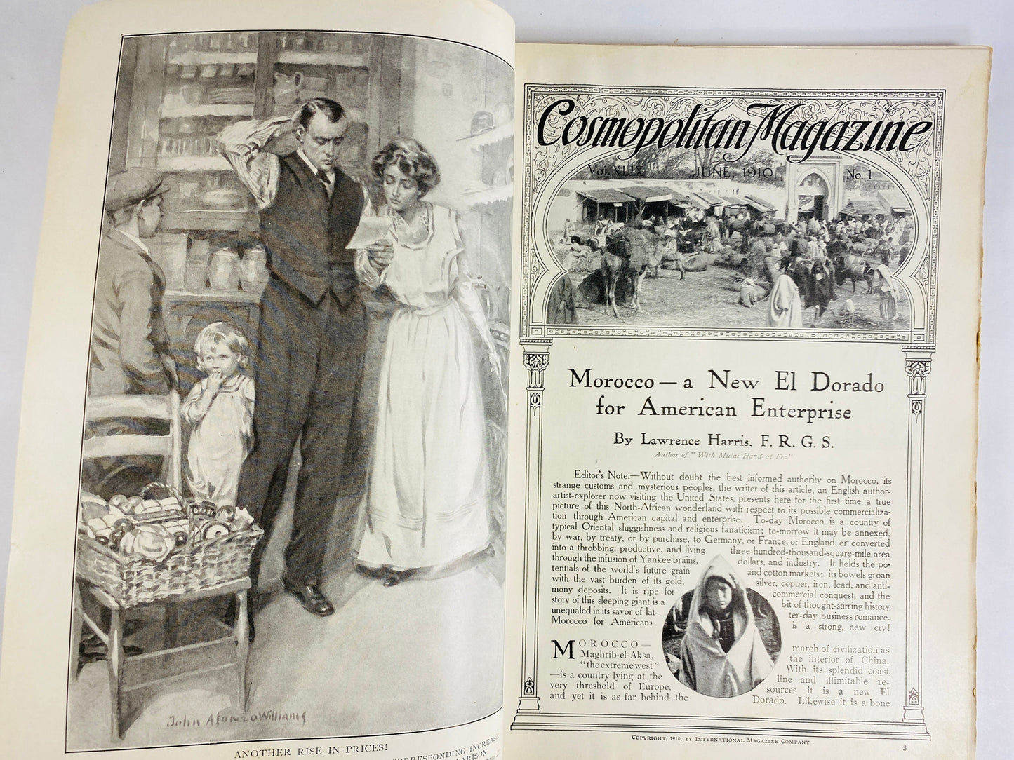 1910 vintage Cosmopolitan Magazine featuring Socialism and stories by E Phillips Oppenheim & PG Wodehouse and a Jewish Artisan in Morocco