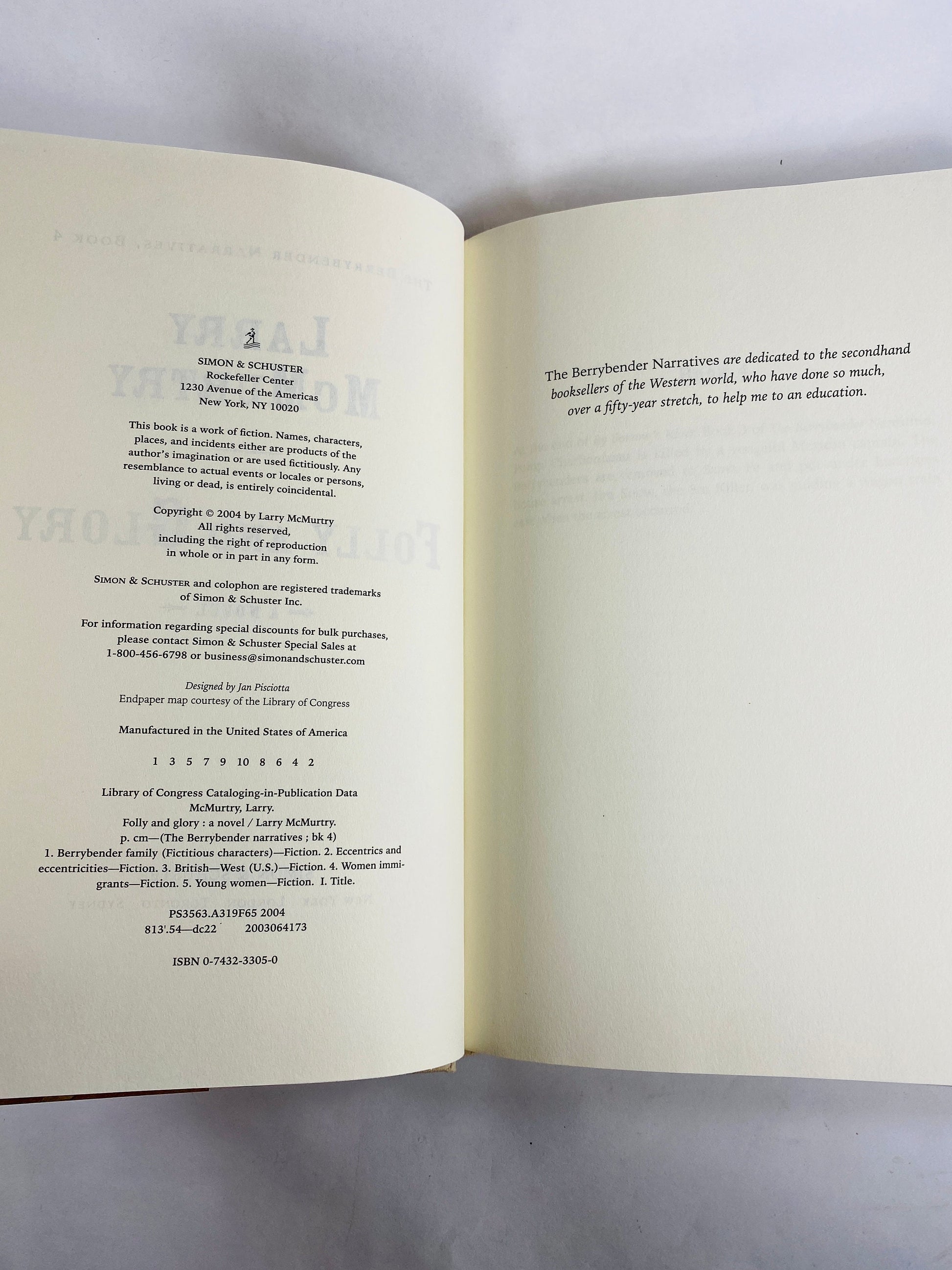 Folly and Glory by Larry McMurtry Vintage FIRST EDITION book Berrybend Narratives Pulitzer Prize author Western Texas Ranger home decor