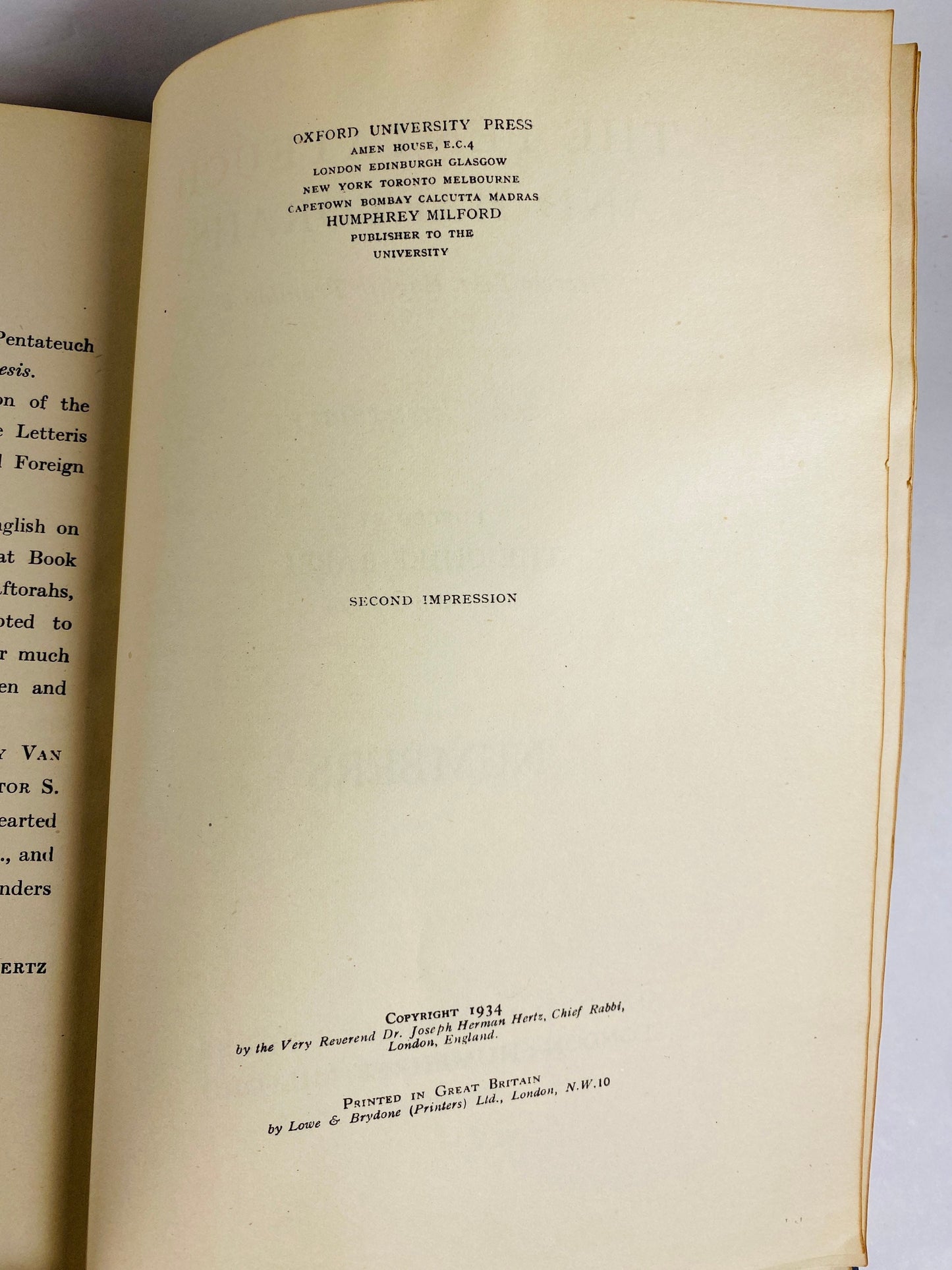 COMPLETE vintage Oxford University English Hebrew Pentateuch & Haftorahs Book set by Joseph Hertz London printing blue and gold decor 1945