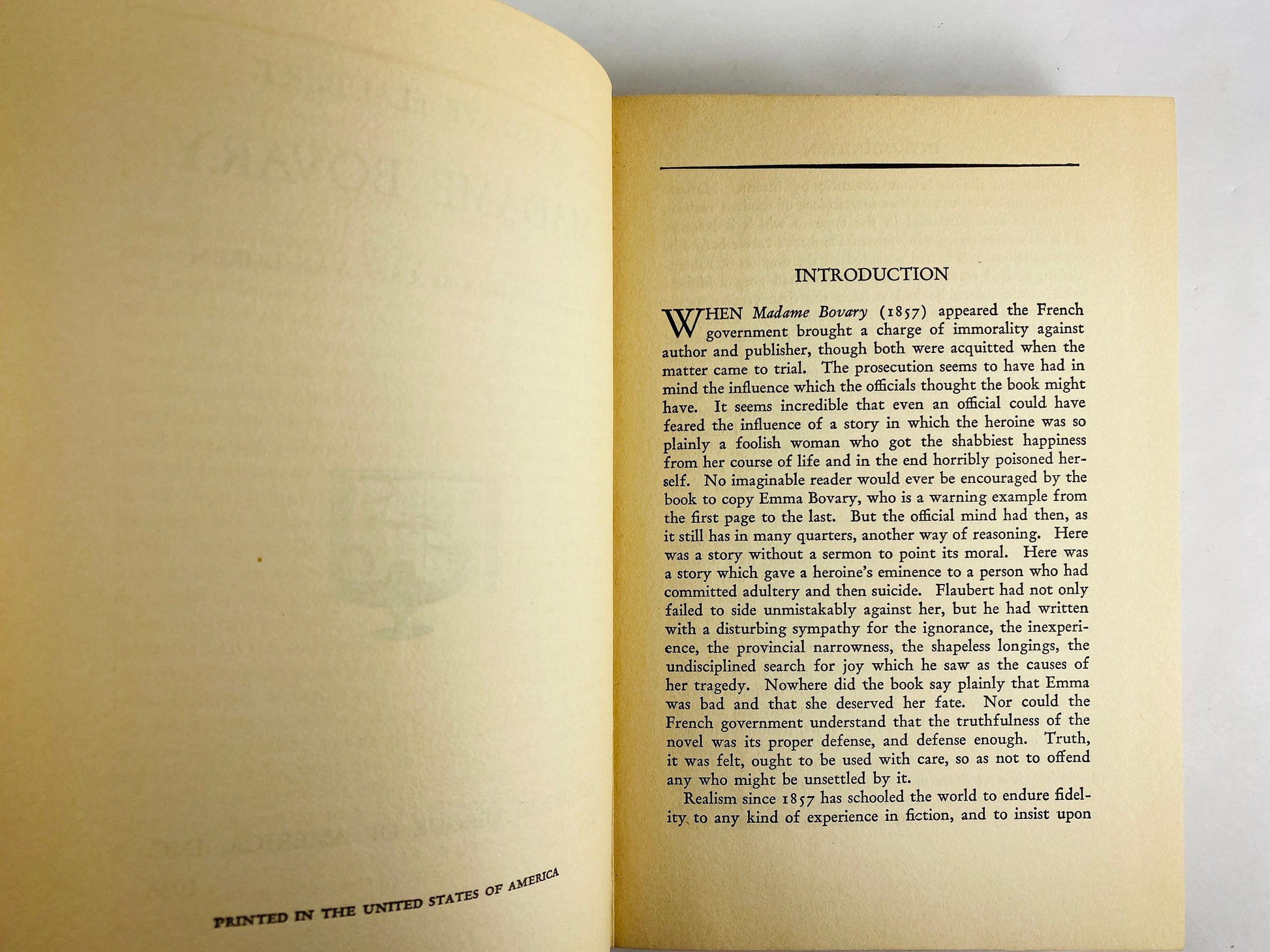 Madame Bovary by Gustave Falubert Beautiful blue vintage book circa 1936 embossed in gold Romantic wedding or engagement gift