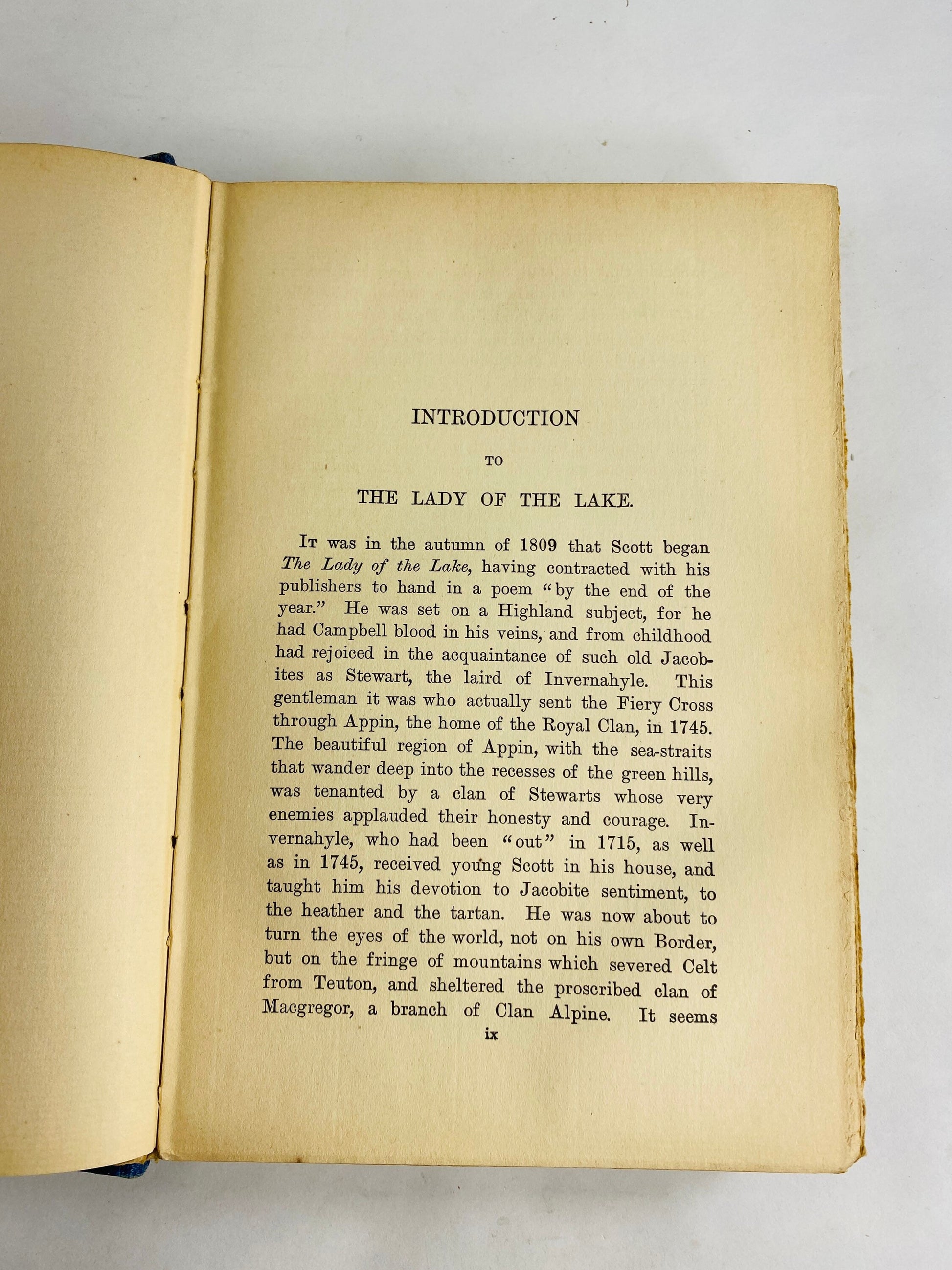 1900 Poetical Works of Sir Walter Scott Vintage blue book gilt tooling. Lady of the Lake Lay of Last Minstrel