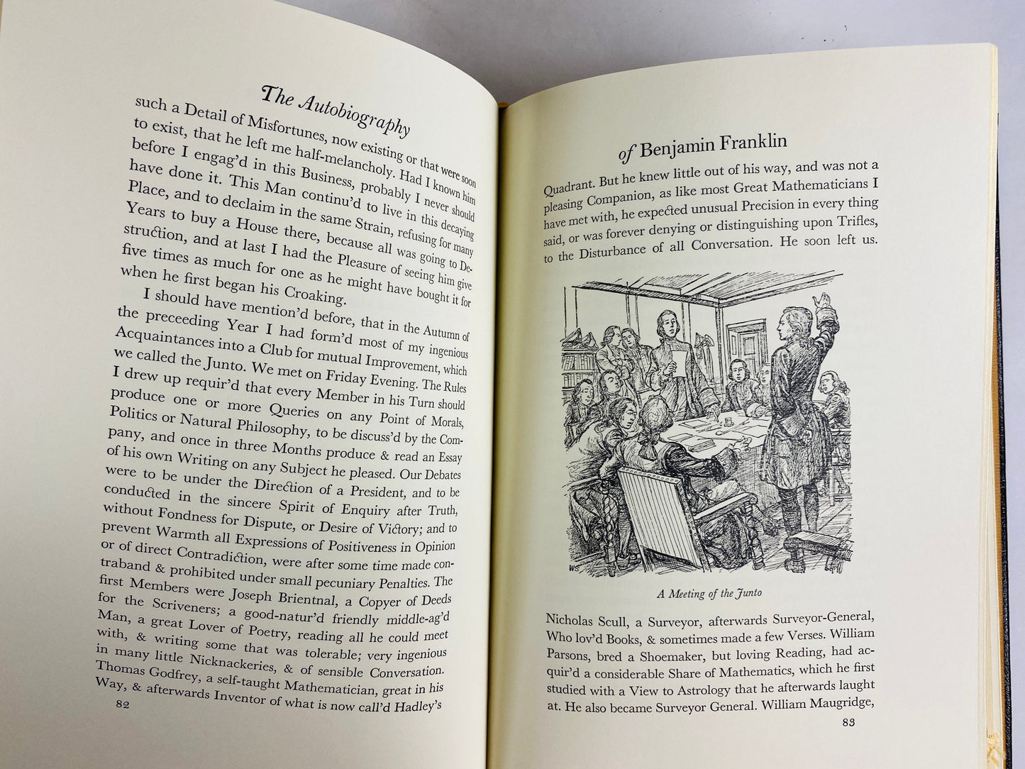 Benjamin Franklin autobiography vintage Easton Press leather book circa 1976 beautiful brown binding gold tooling