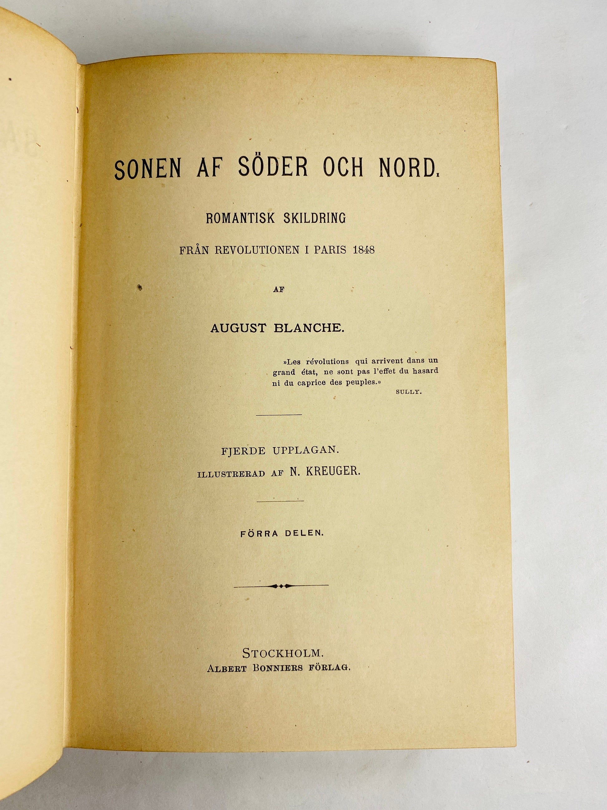 GORGEOUS vintage Swedish book August Blanche Collected works Forlag volume IV Samlade arbeten circa 1891 Stunning antique bookshelf decor