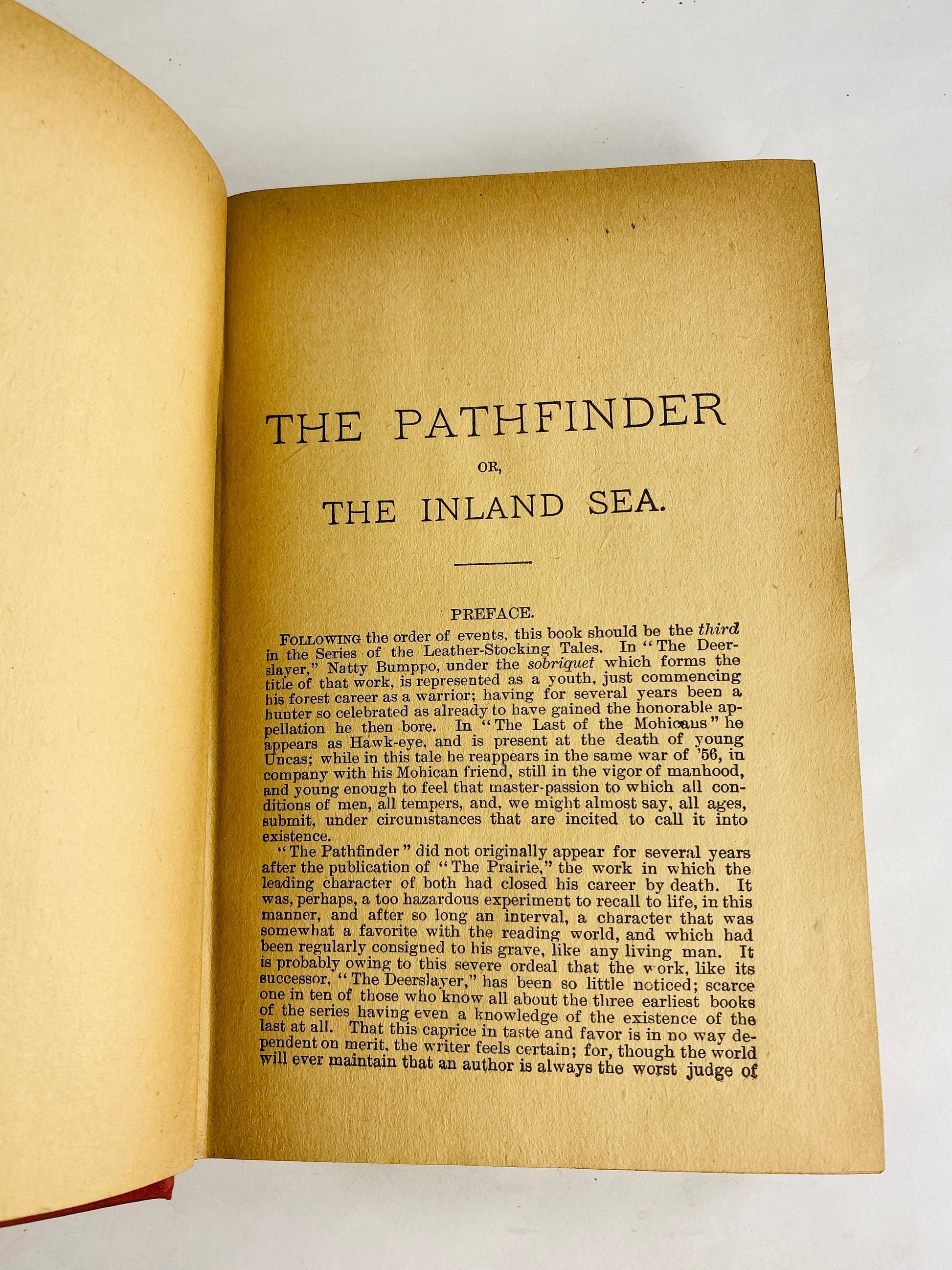 Pathfinder and the Prarie by James Fenimore Cooper circa 1900 red vintage book with gold embossing The New Columbus Series