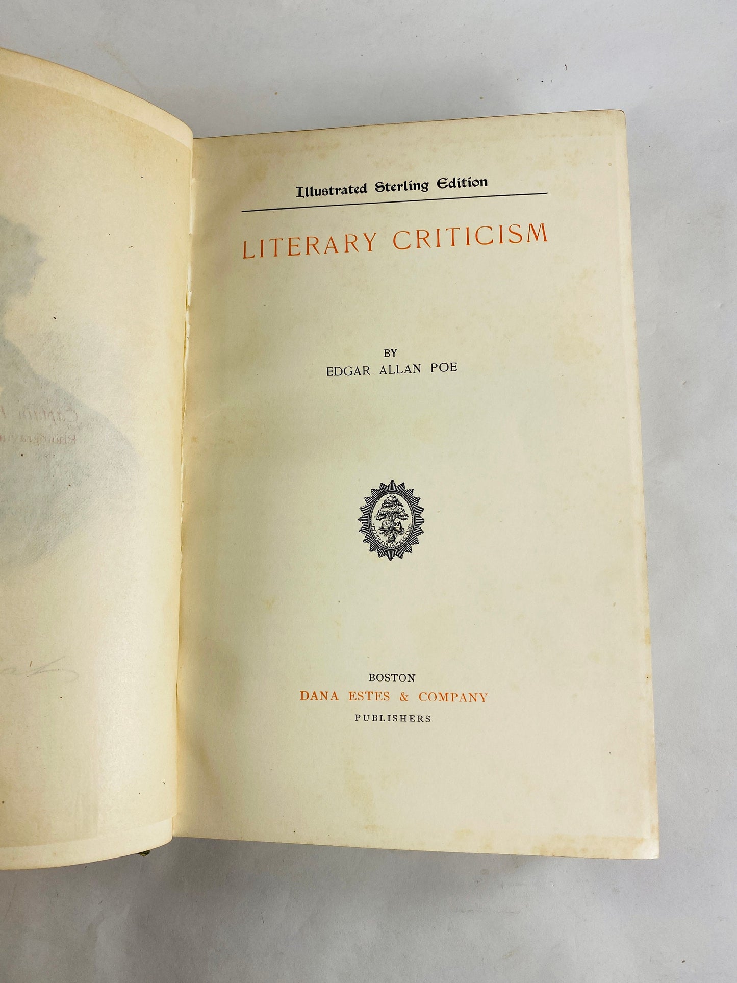 Literary Criticism of Edgar Allan Poe vintage book circa 1884 advocating for autonomy of poetry Antique collectible green decor with gold