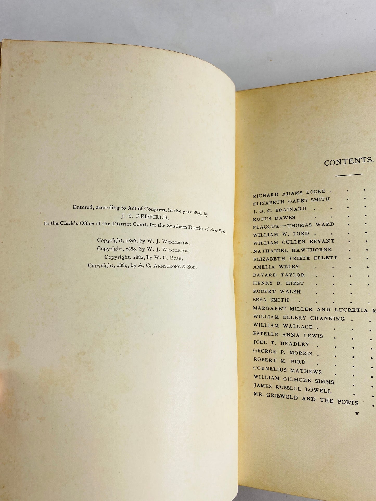 Literary Criticism of Edgar Allan Poe vintage book circa 1884 advocating for autonomy of poetry Antique collectible green decor with gold