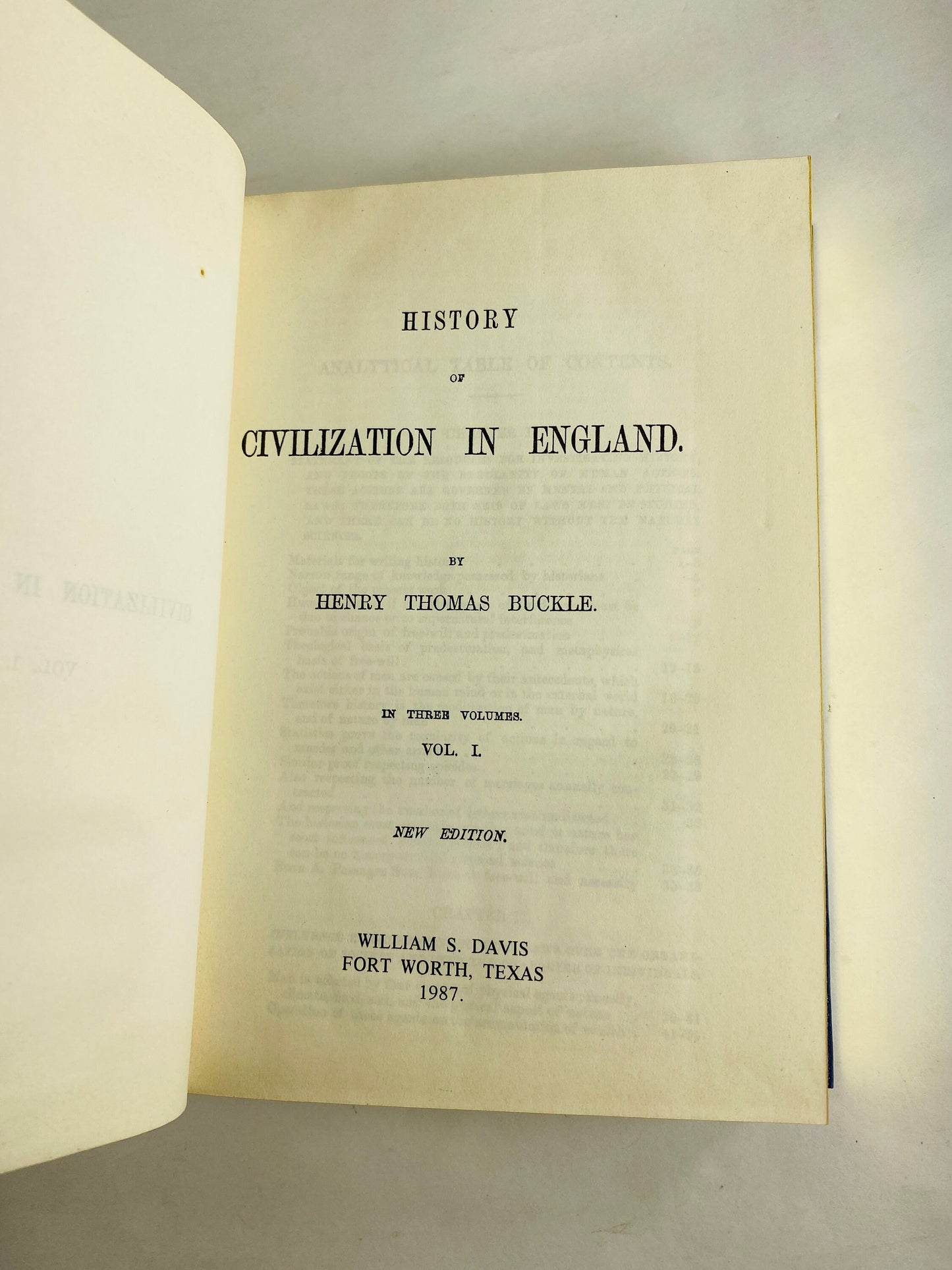 History of Civilization in England vintage book by Henry Thomas Buckle circa 1987 Beautiful blue and gold decor lot set volumes 1 2 and 3