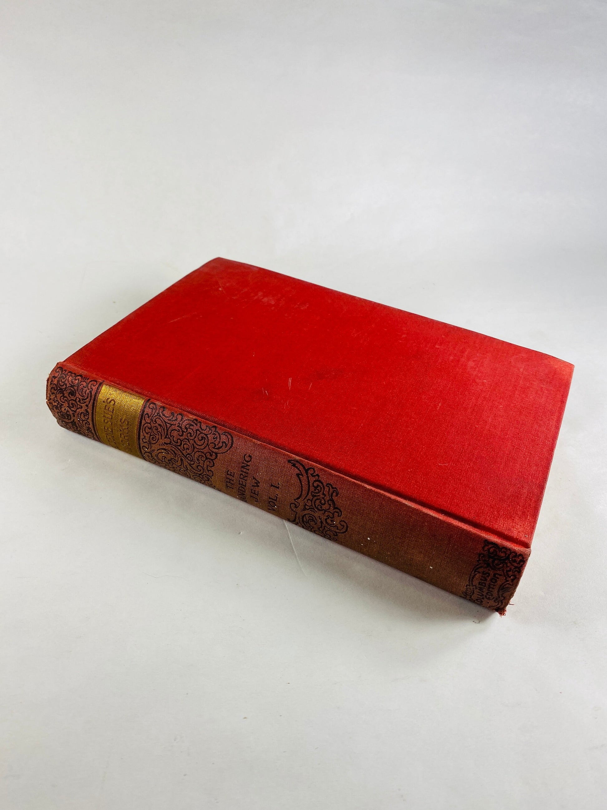 Wandering Jew volume 1 by Eugene Sue circa 1900. GORGEOUS red and gold antique decor