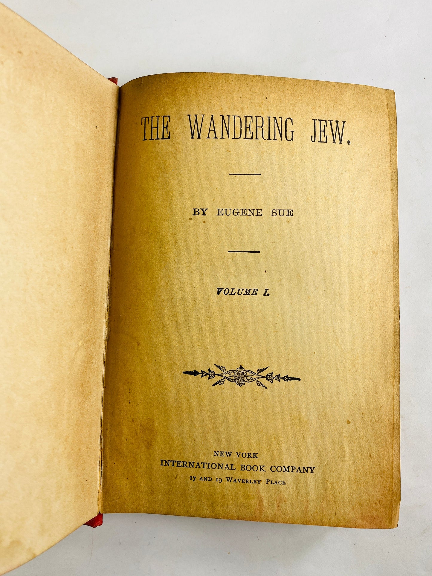 Wandering Jew volume 1 by Eugene Sue circa 1900. GORGEOUS red and gold antique decor