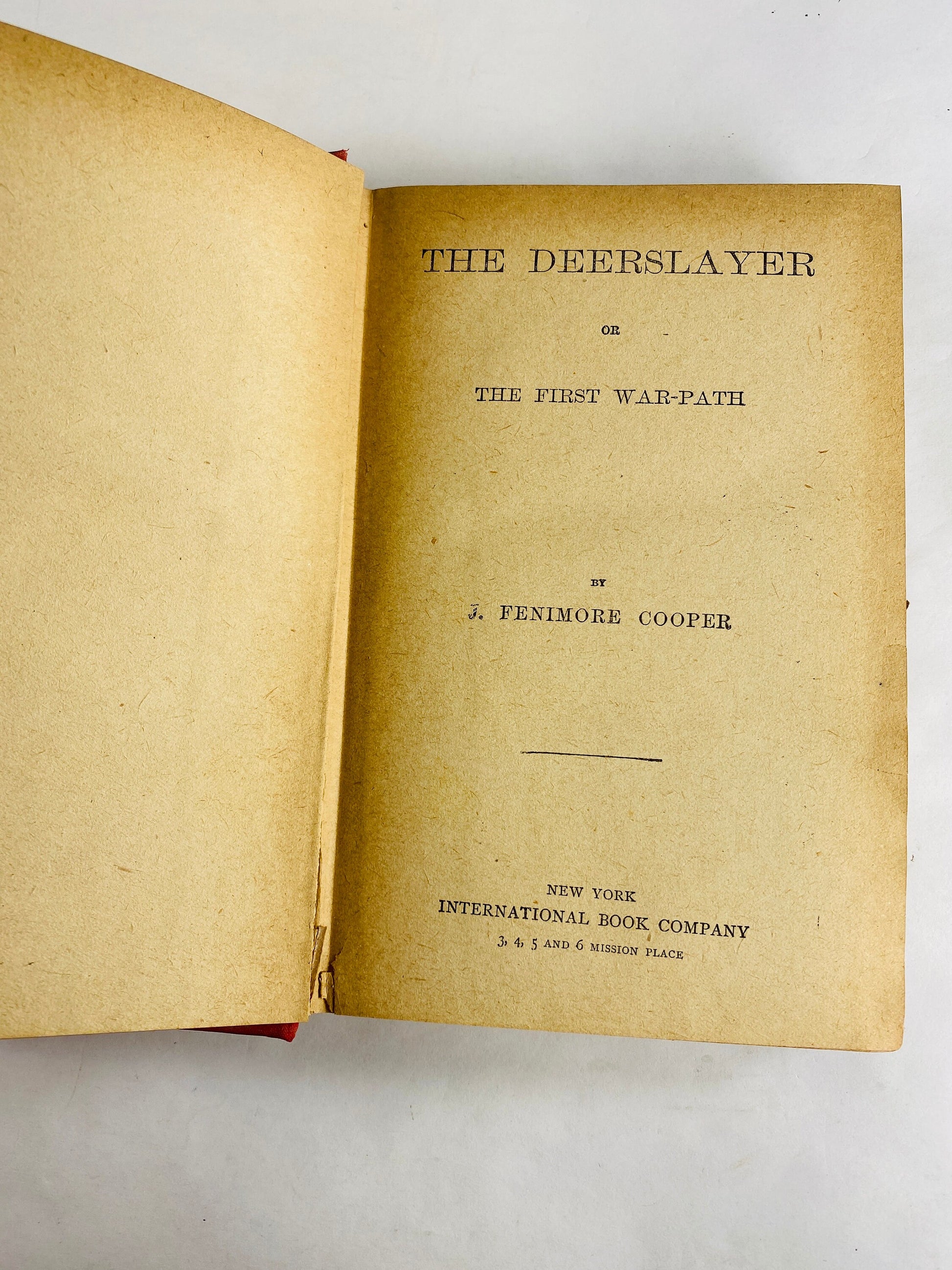 James Fenimore Cooper Deerslayer circa 1900 red vintage book with gold embossing The New Columbus Series First War-Path