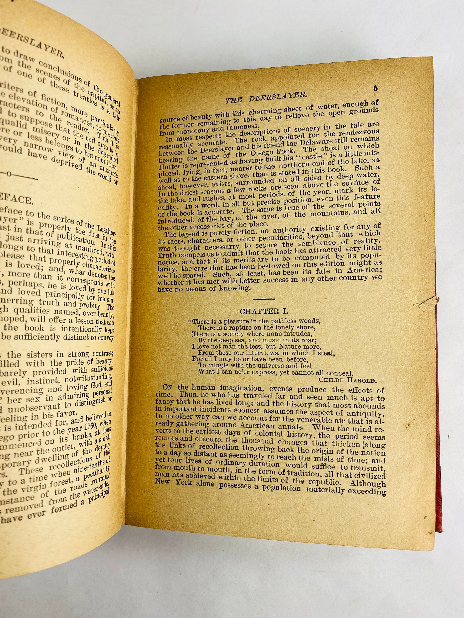 James Fenimore Cooper Deerslayer circa 1900 red vintage book with gold embossing The New Columbus Series First War-Path