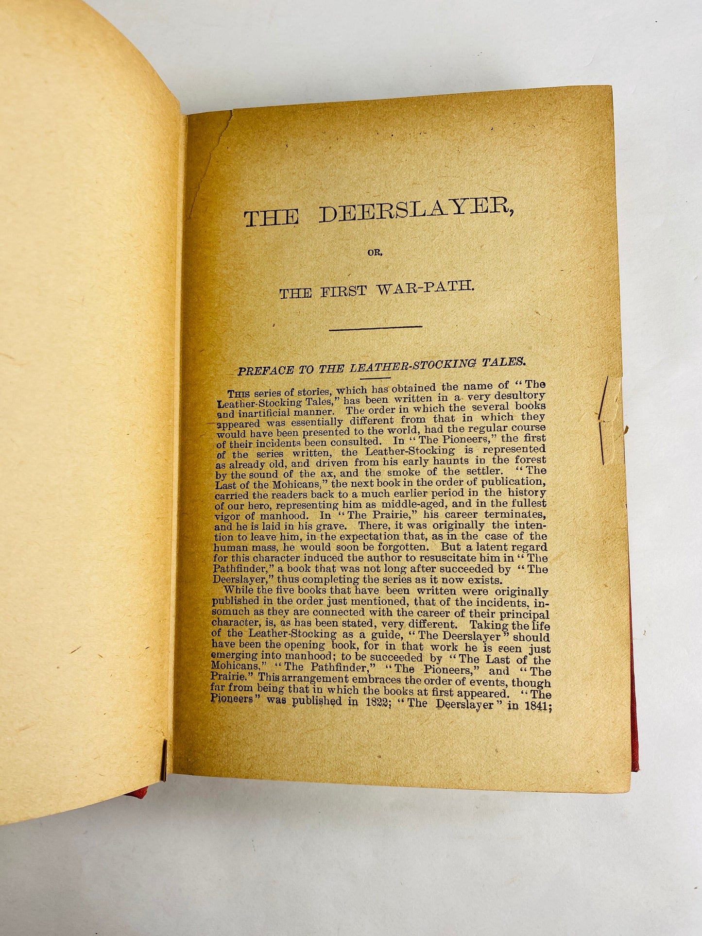 James Fenimore Cooper Deerslayer circa 1900 red vintage book with gold embossing The New Columbus Series First War-Path