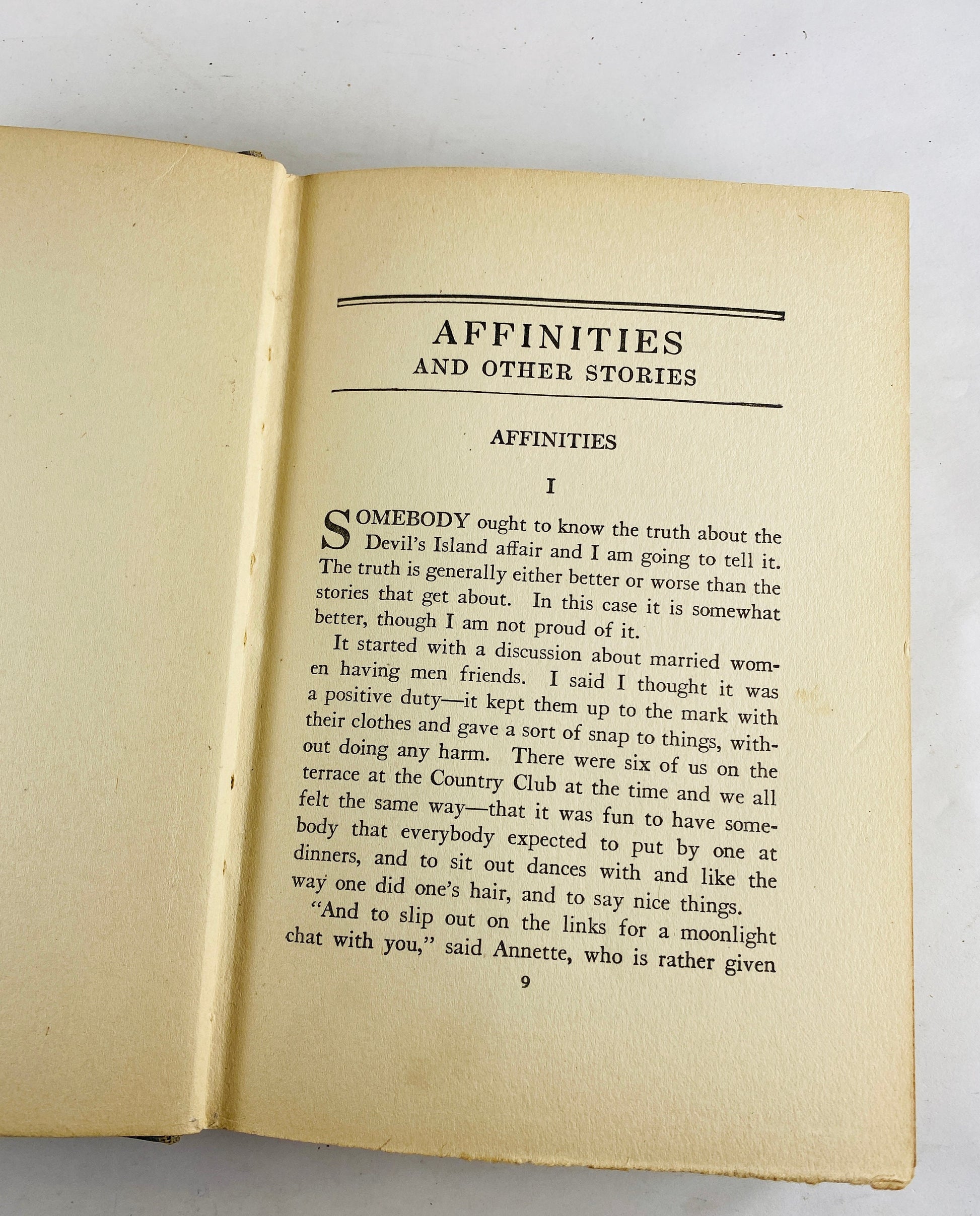 1920 Affinities by Mary Roberts Rinehart. Antique crime book by the American Agatha Christie! Blue vintage home bookshelf decor. Mystery