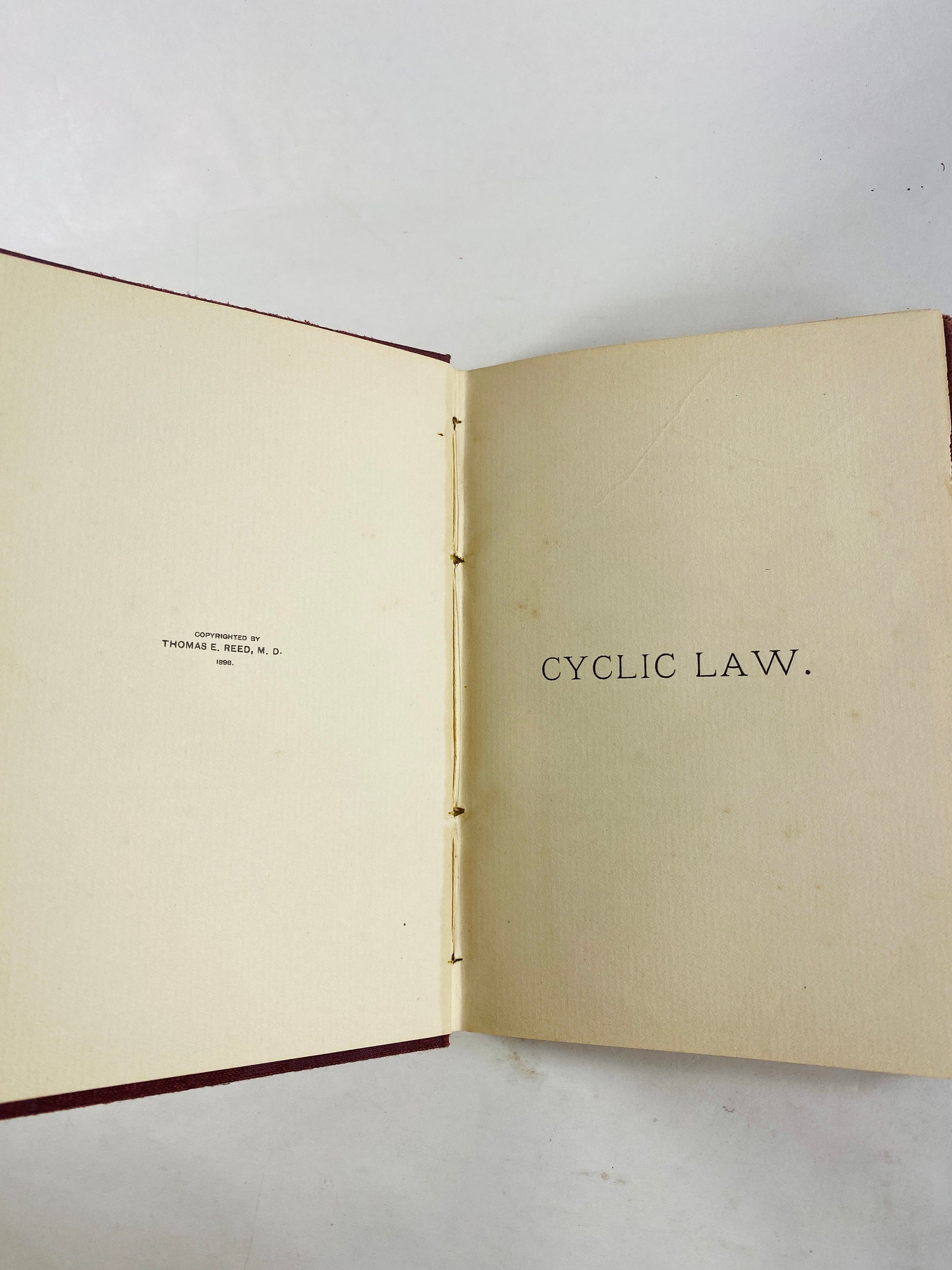 Cyclic Law vintage FIRST EDITION medical book by Thomas Reed circa 1898 about the planets and the Sex Cycle Doctor office bookshelf antique