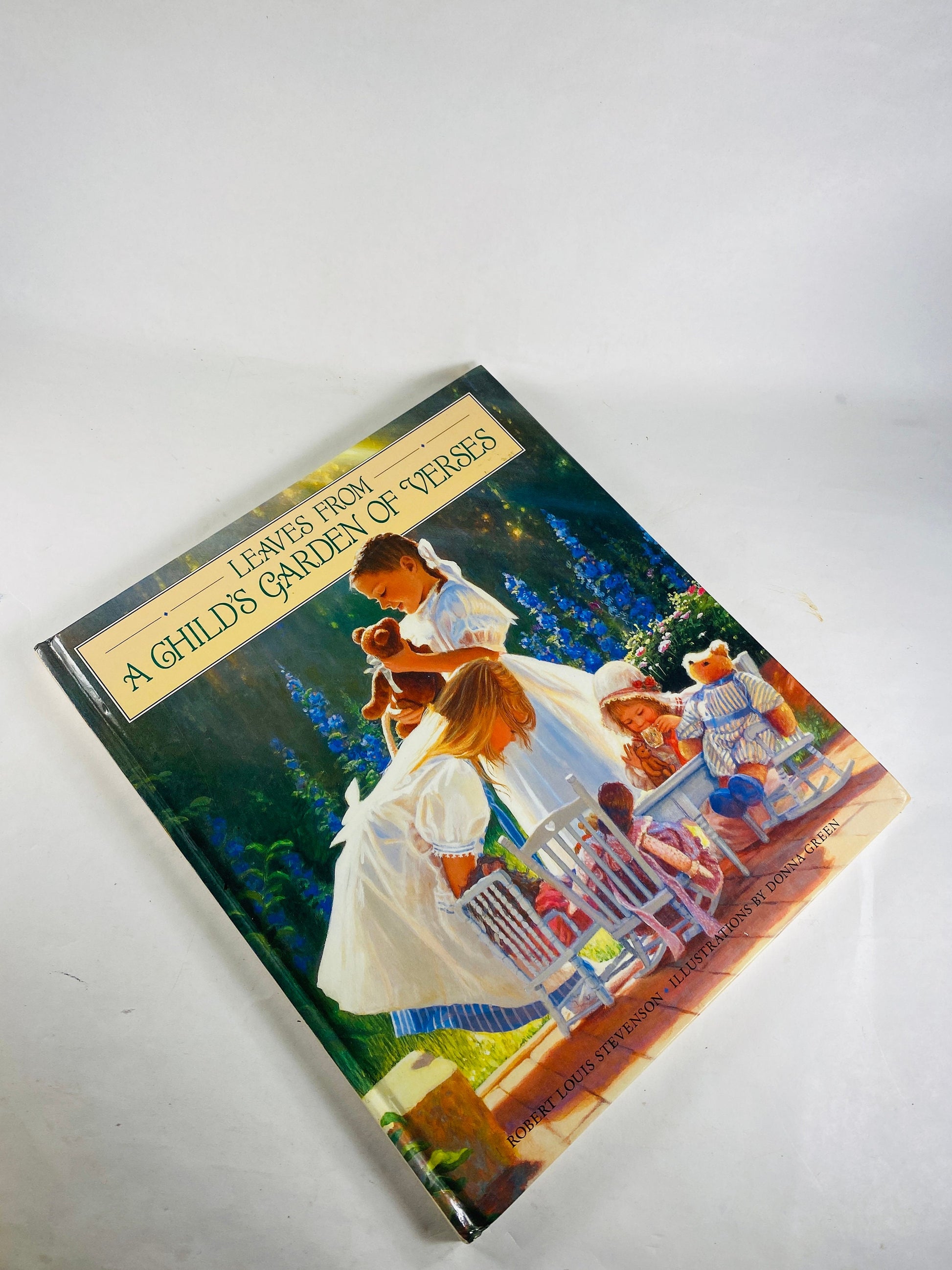Leaves from Child's Garden of Verses vintage book by Robert Louis Stevenson illustrated by Donna Green charming sentimental decorative gift