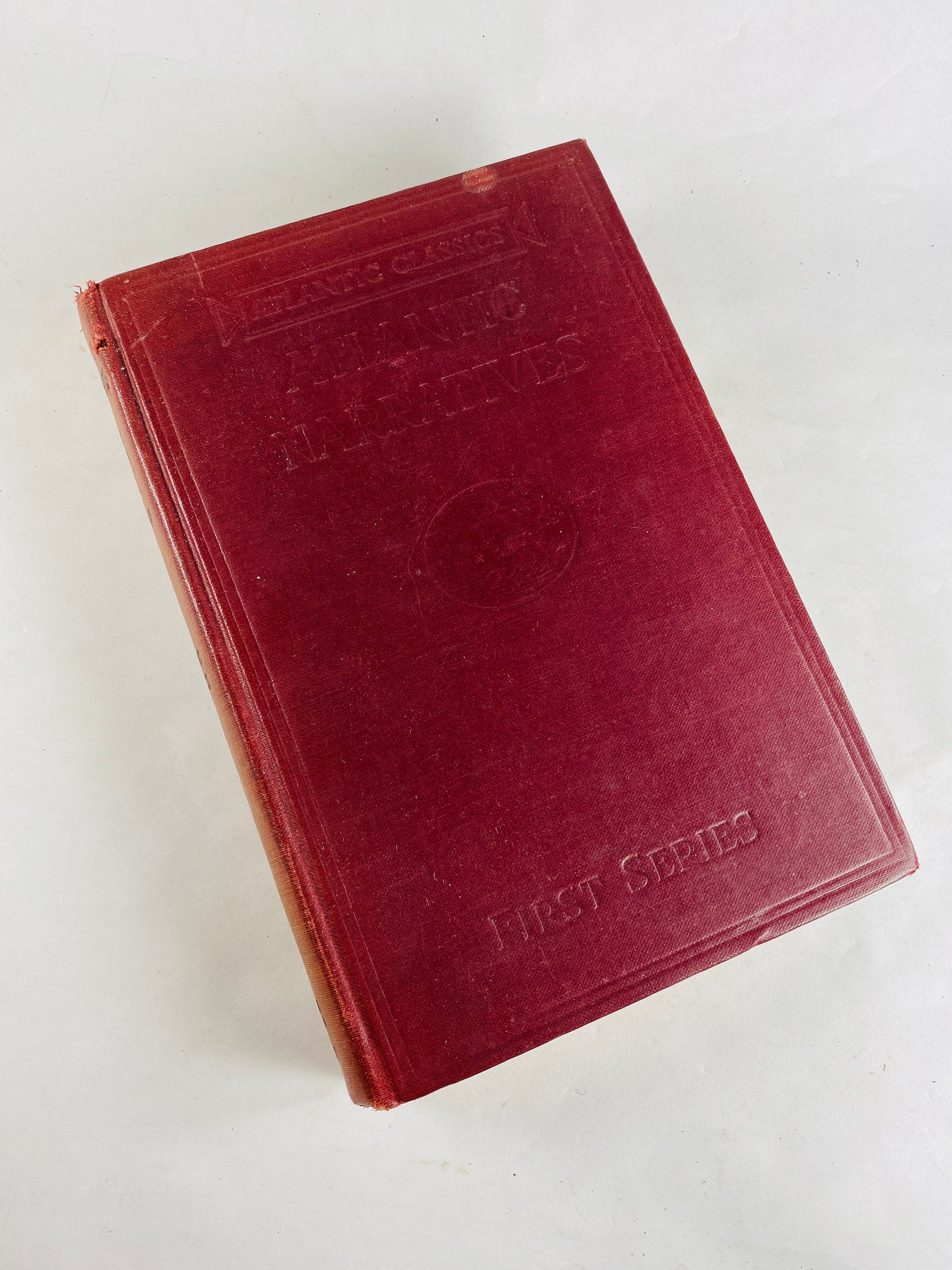 Charles Swain Thomas vintage red book of short stories circa 1927 antique bookshelf decor Atlantic Narratives