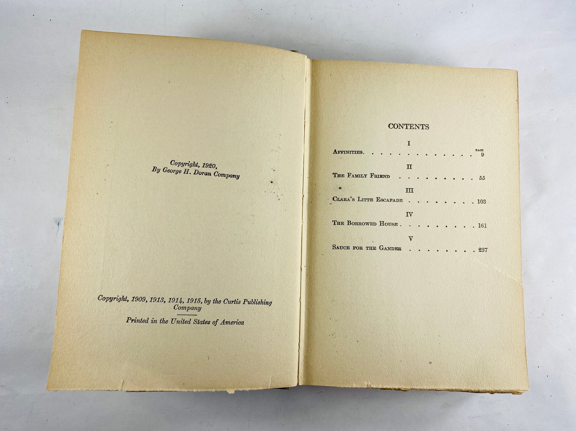 1920 Affinities by Mary Roberts Rinehart. Antique crime book by the American Agatha Christie! Blue vintage home bookshelf decor. Mystery