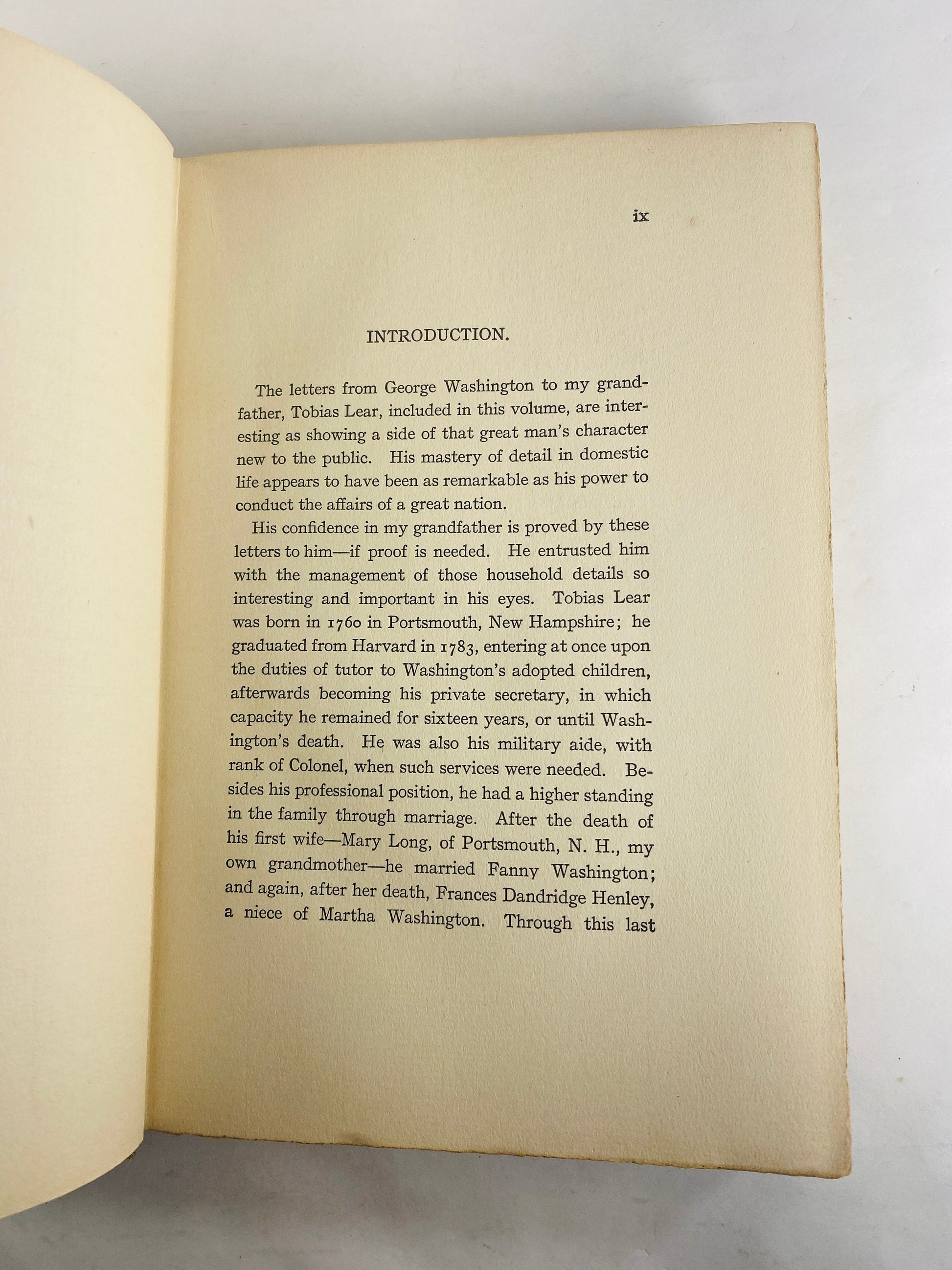 George Washington Letters and Recollections FIRST EDITION vintage book circa 1906 Tobias Lear letters from 1770-1799 diary. Bixby