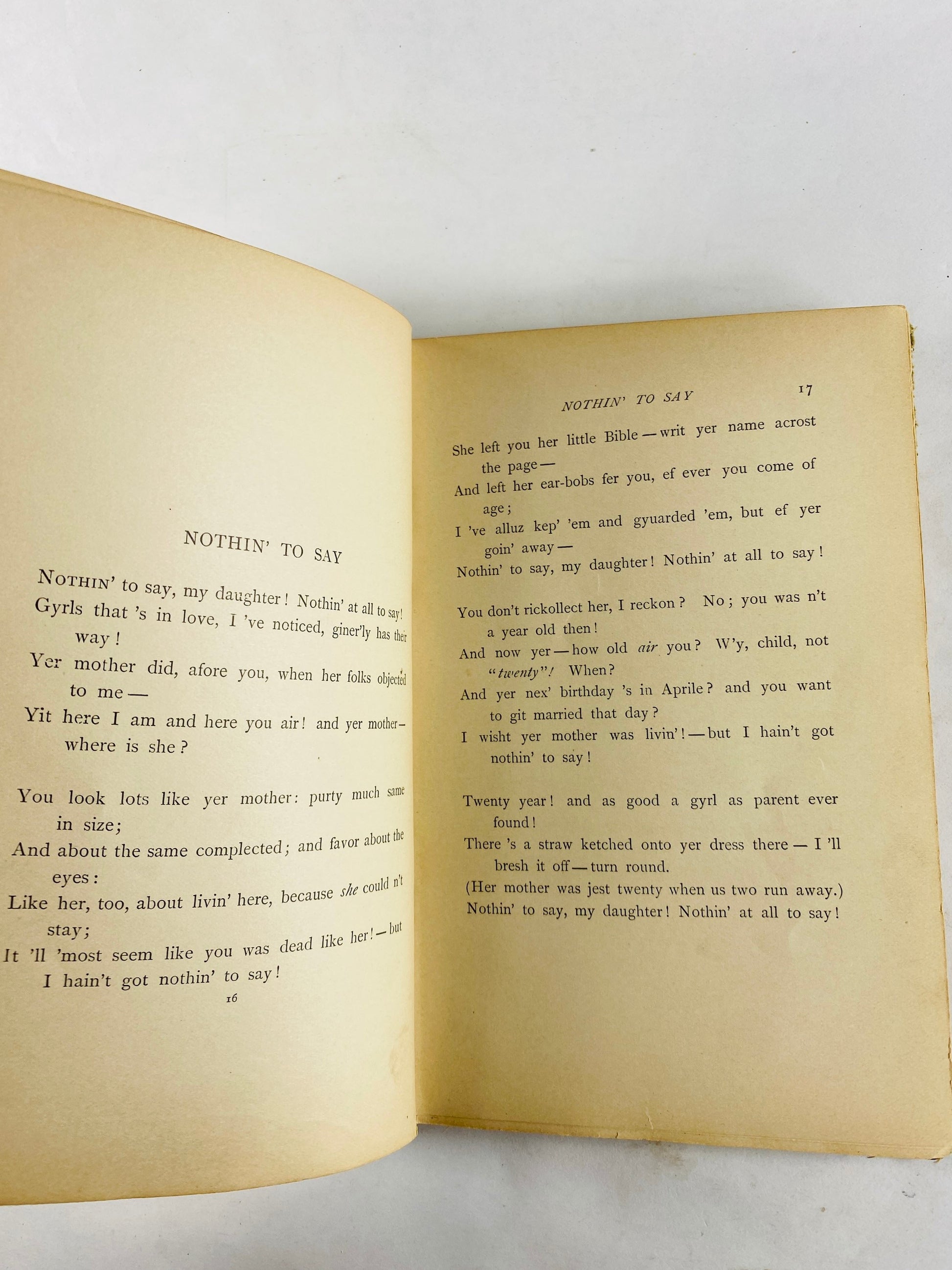 1896 Poems Here at Home by EARLY PRINTING James Whitcomb Riley Vintage book of poetry by this Indiana poet Green vellum embossed gold decor