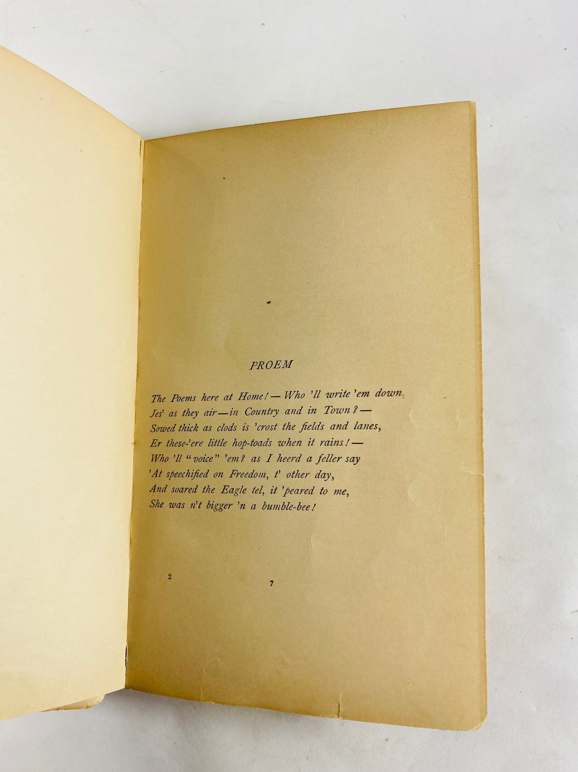 1896 Poems Here at Home by EARLY PRINTING James Whitcomb Riley Vintage book of poetry by this Indiana poet Green vellum embossed gold decor