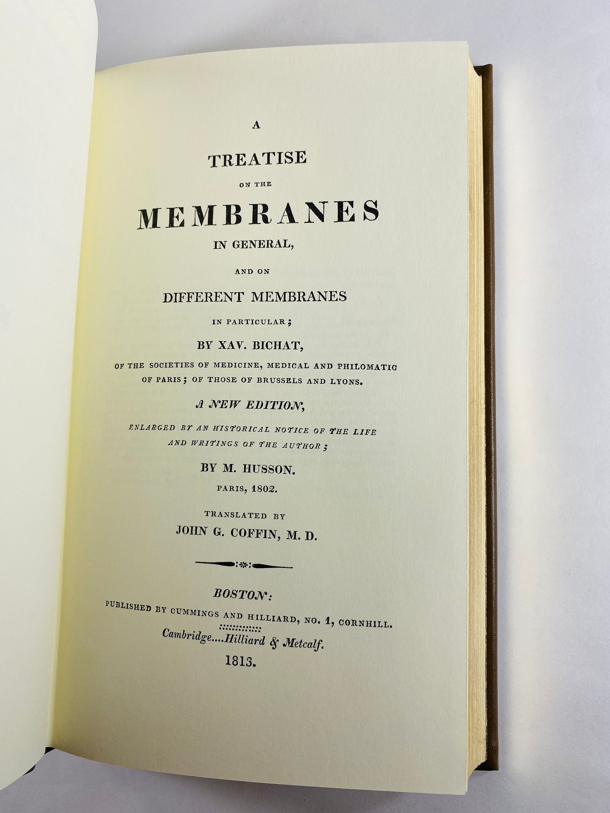 Treatise on the Membranes vintage book GORGEOUS rich brown leather cover embossed gold Xav Bichat Surgery Medicine Physician Doctor