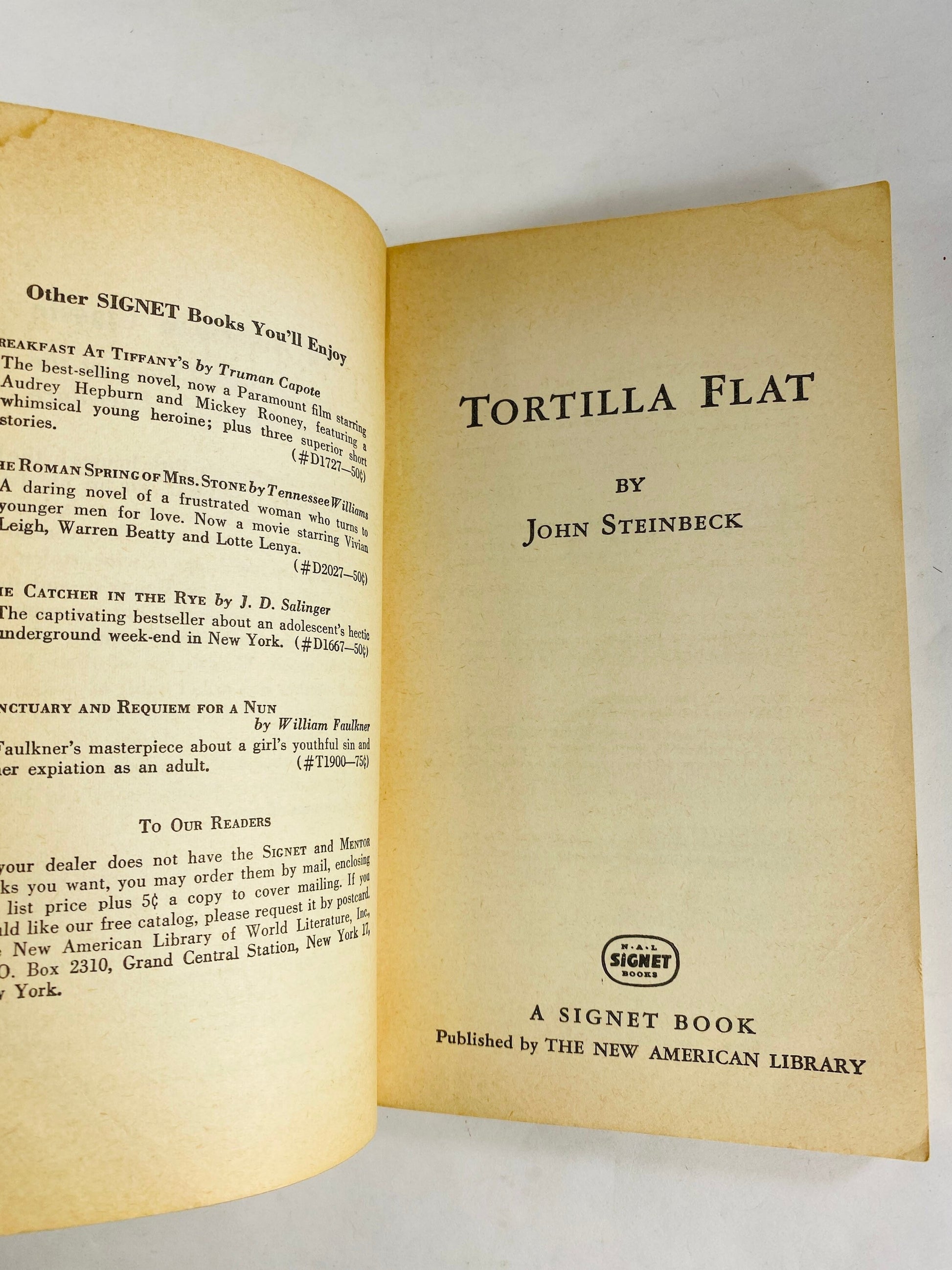 John Steinbeck Tortilla Flat vintage Signet paperback book circa 1963 Men and women who live with zestful abandon. New American Library